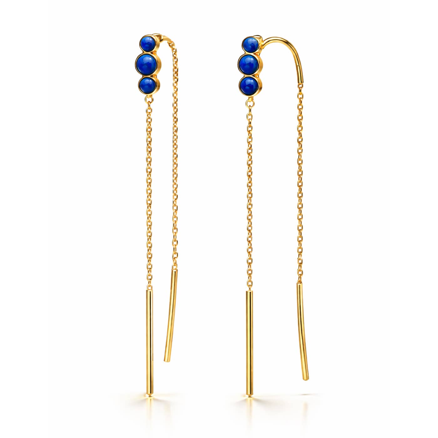 Triple Stone Threader Earring