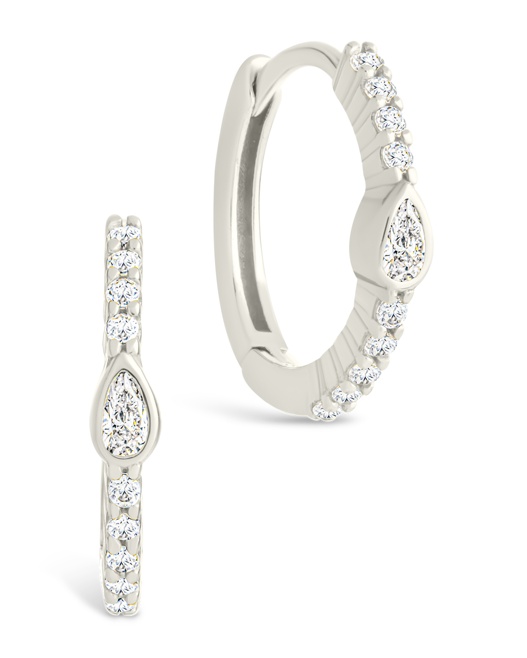 Pear Cut Bezel Set Huggies