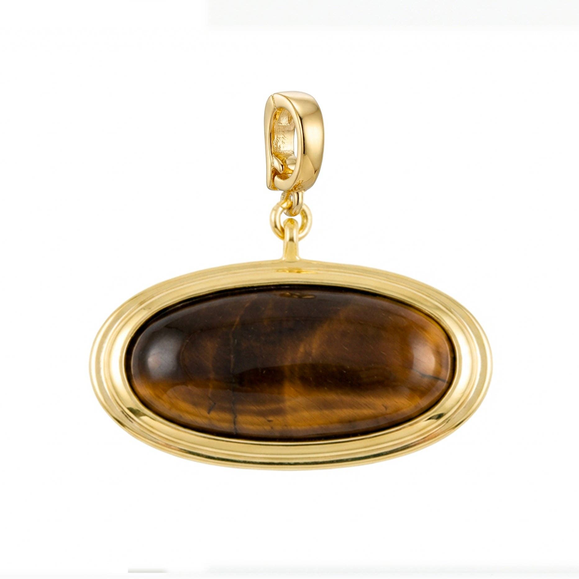 Oval Tiger Eye Charm on Black Rope Chain