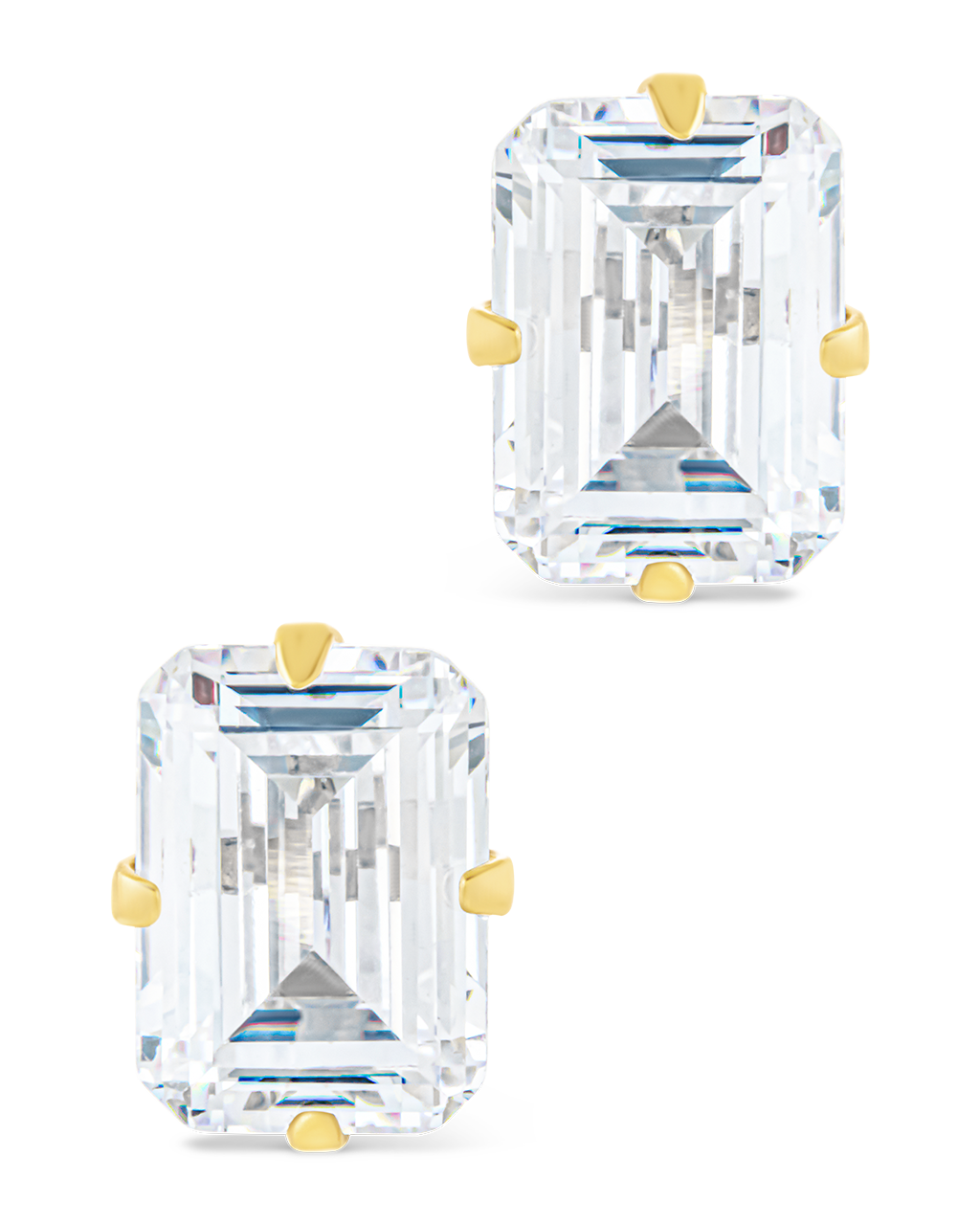 Emerald Cut Prong Set Studs
