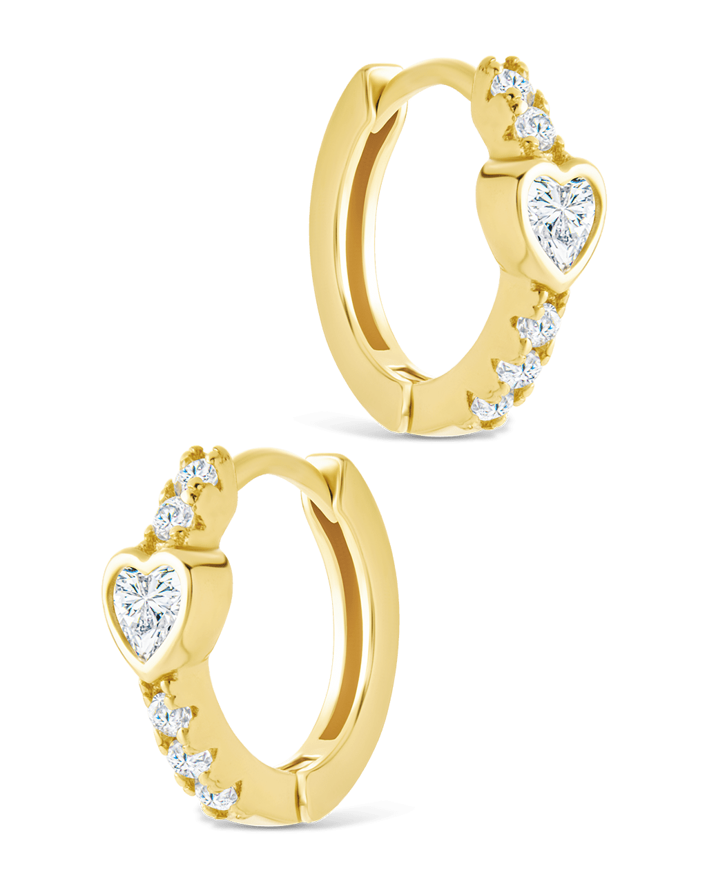 Heart Cut Bezel Set Huggie Hoop Earrings