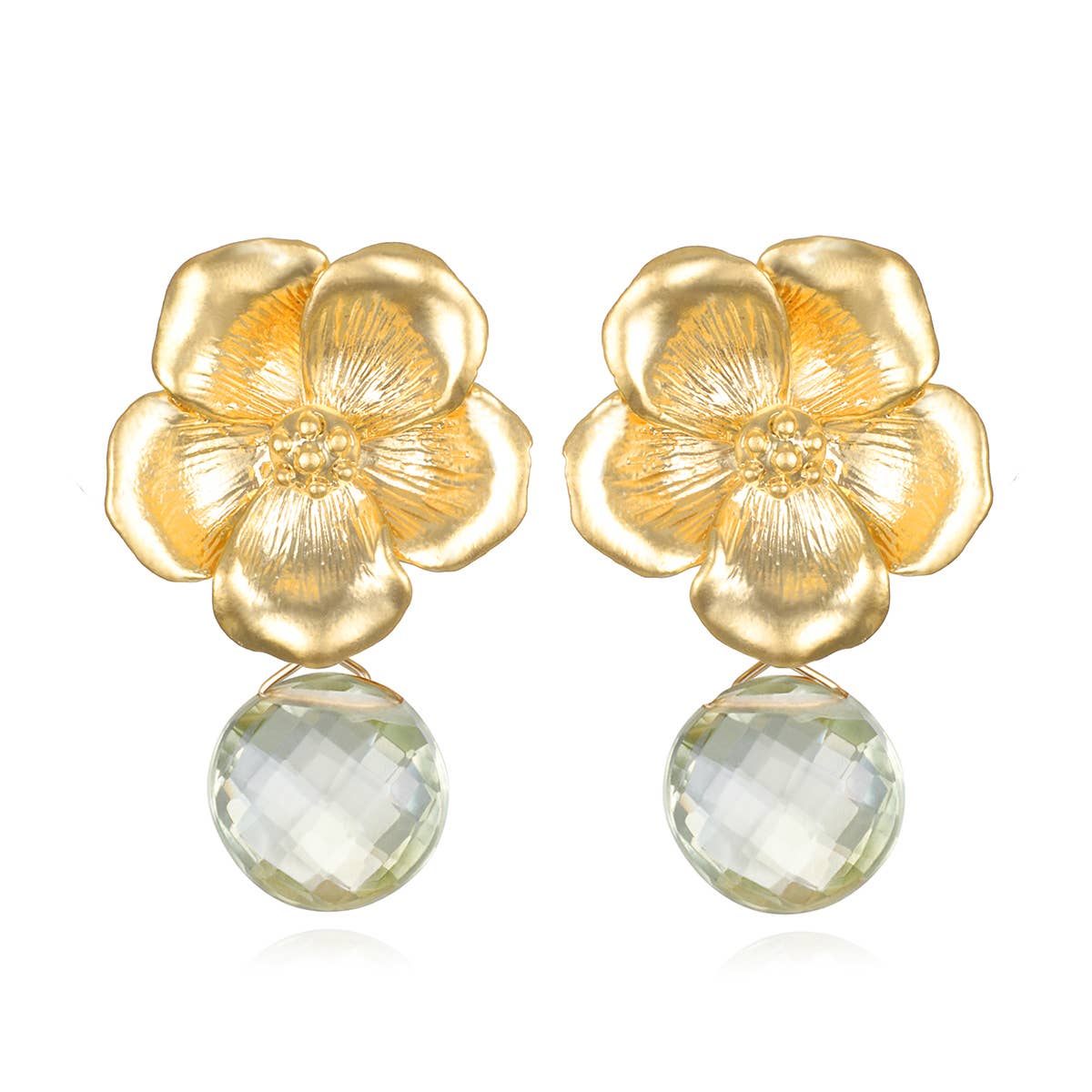 Green Amethyst Peony Earring