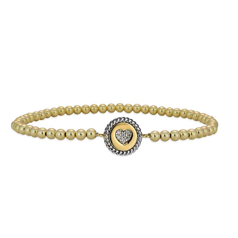 14K Beaded Heart Bracelet