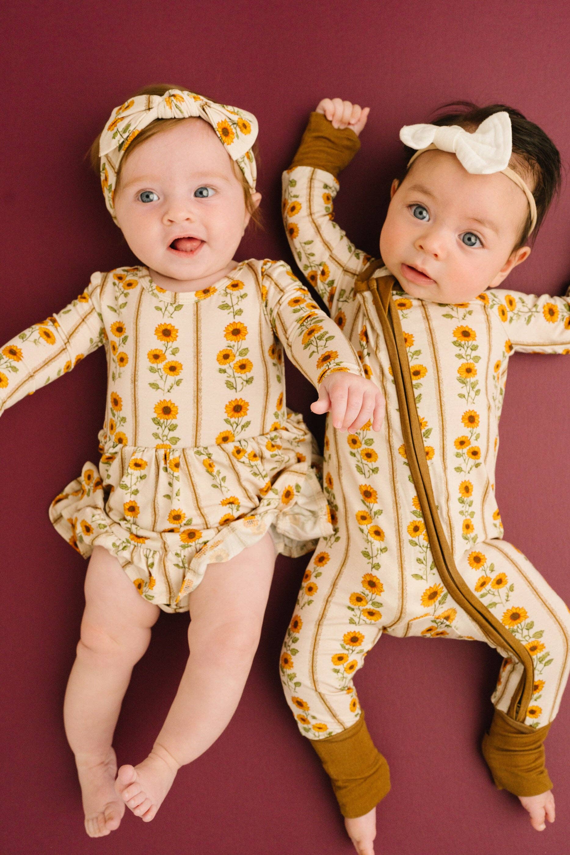 Baby Bamboo Sleeper: Sunflower Stripe