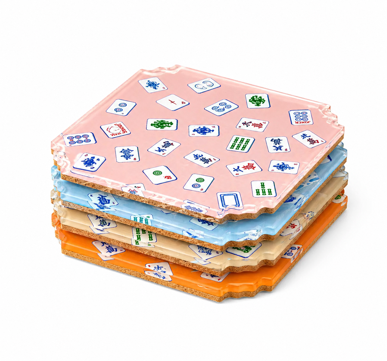Boxed Coaster Set, Preppy Mahjong