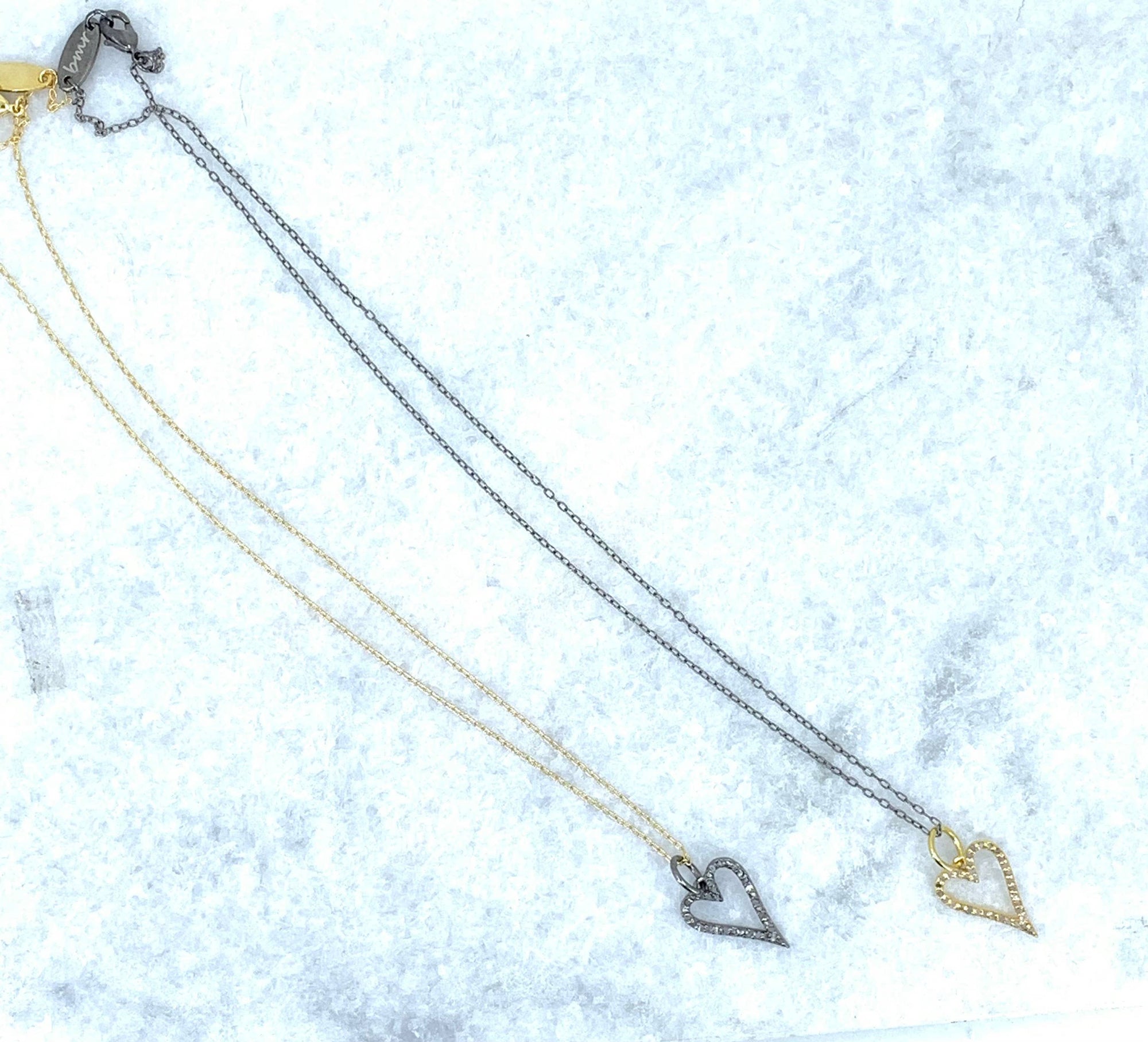 Two Tone Diamond Heart Necklace