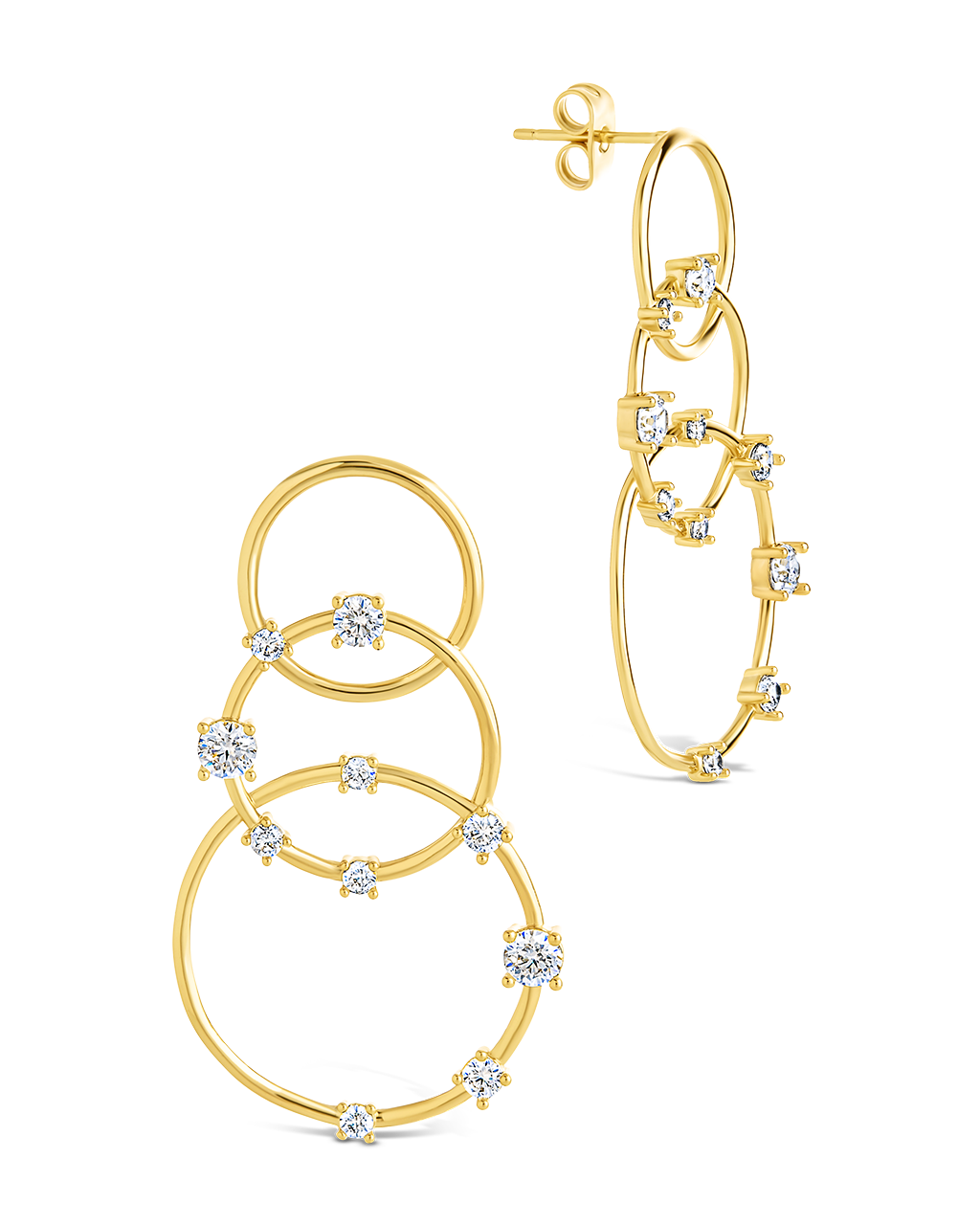 Triple CZ Drop Earrings