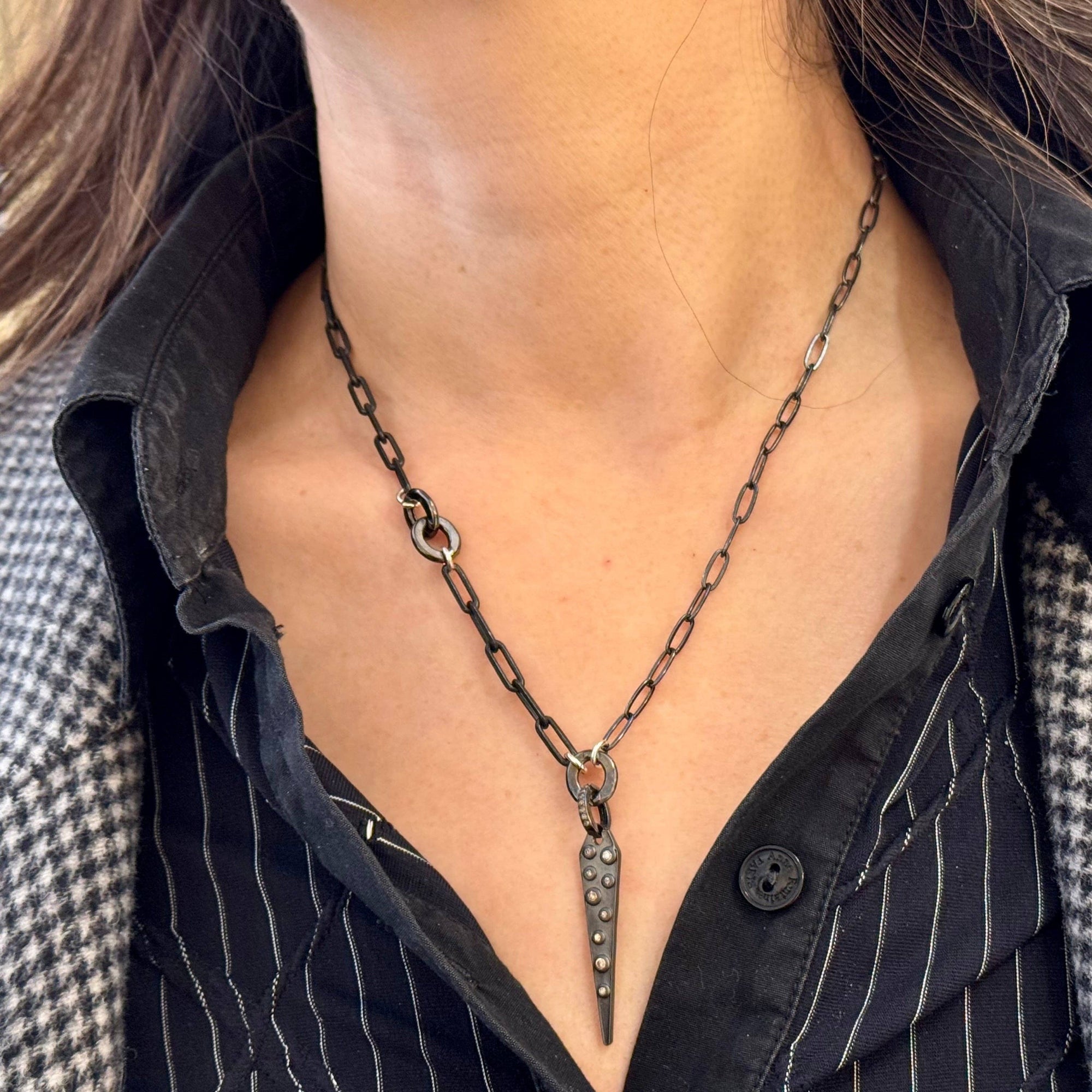 Pave Diamond Spike Pendant Necklace