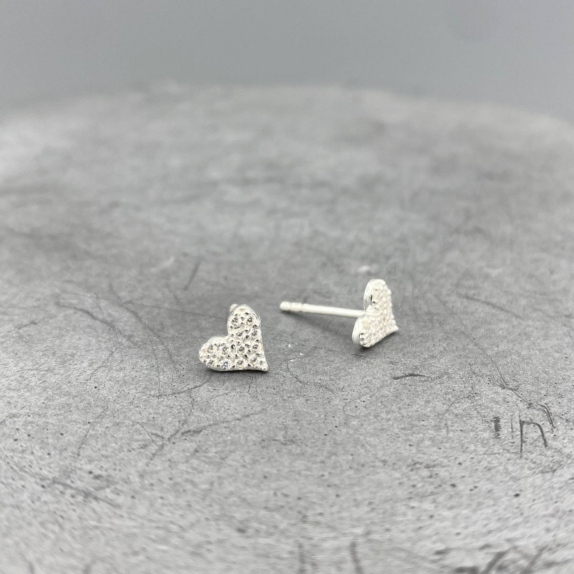 Flat Pave Heart Studs