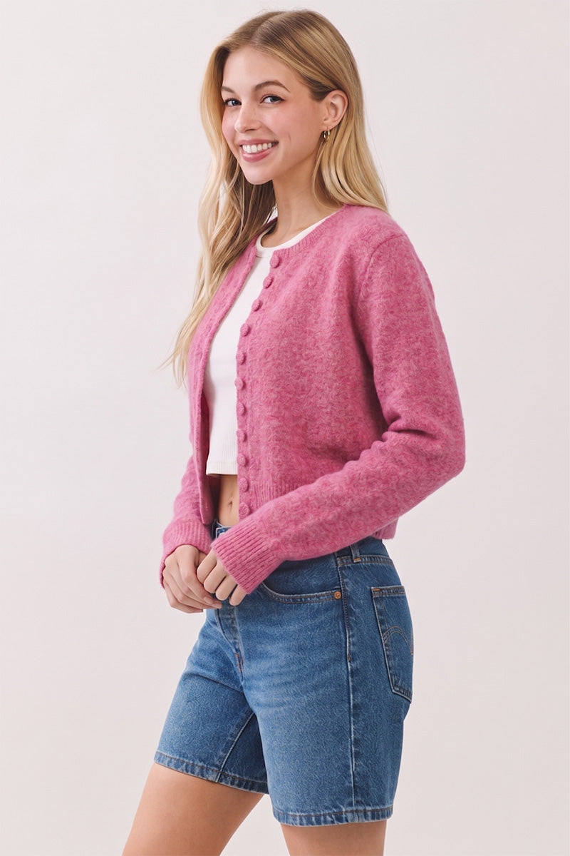 Pink Covered Button Cardi