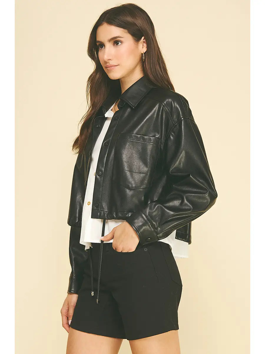 Faux Layer Leather Jacket