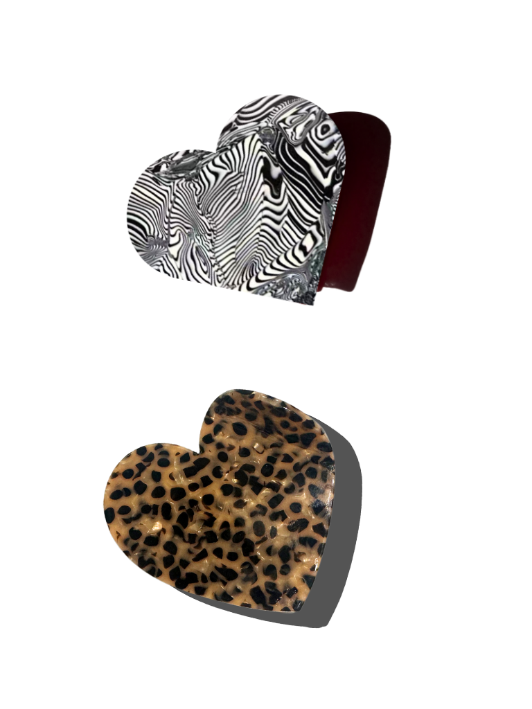 Animal Print Heart Hair Clip