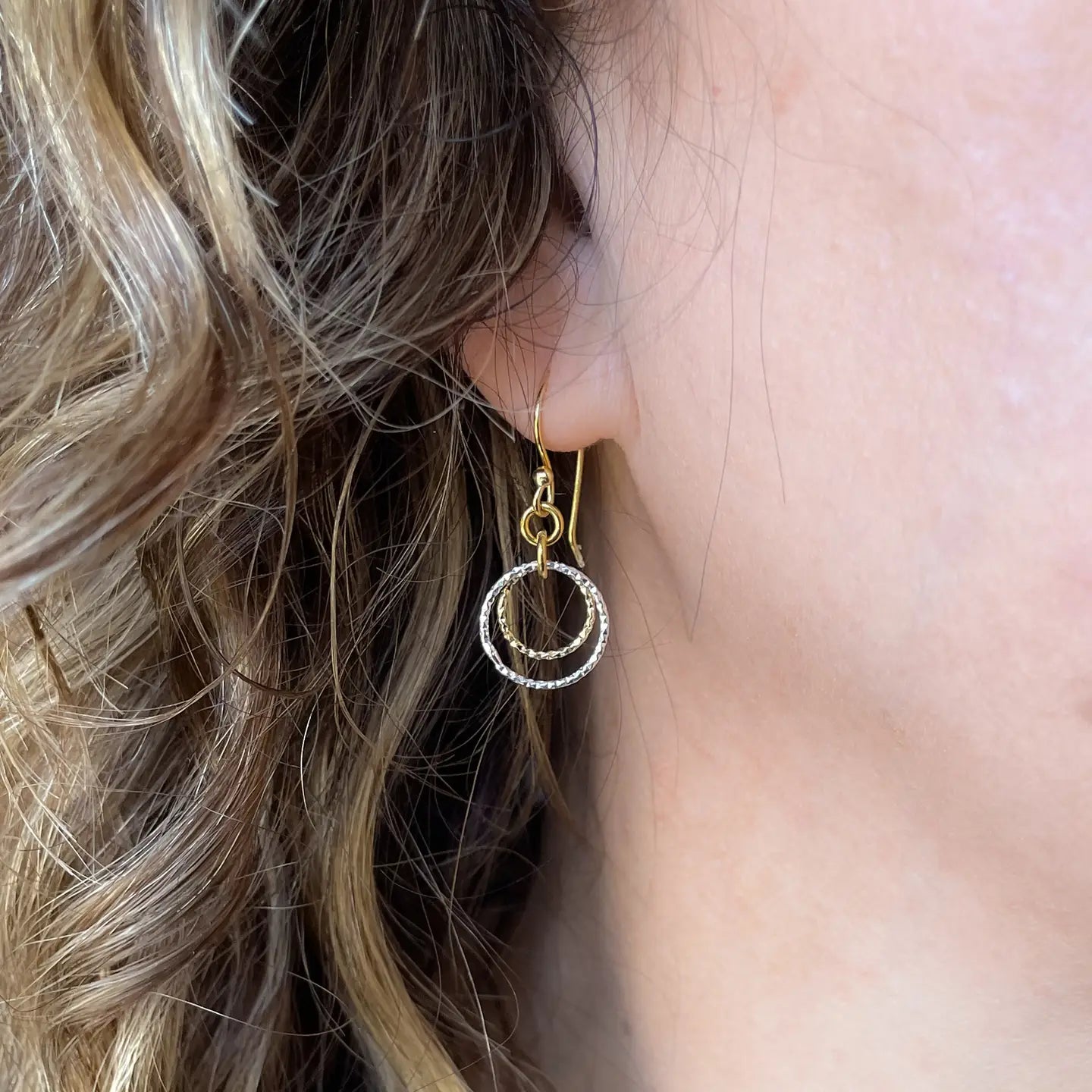 Mixed Metal Rings Earrings