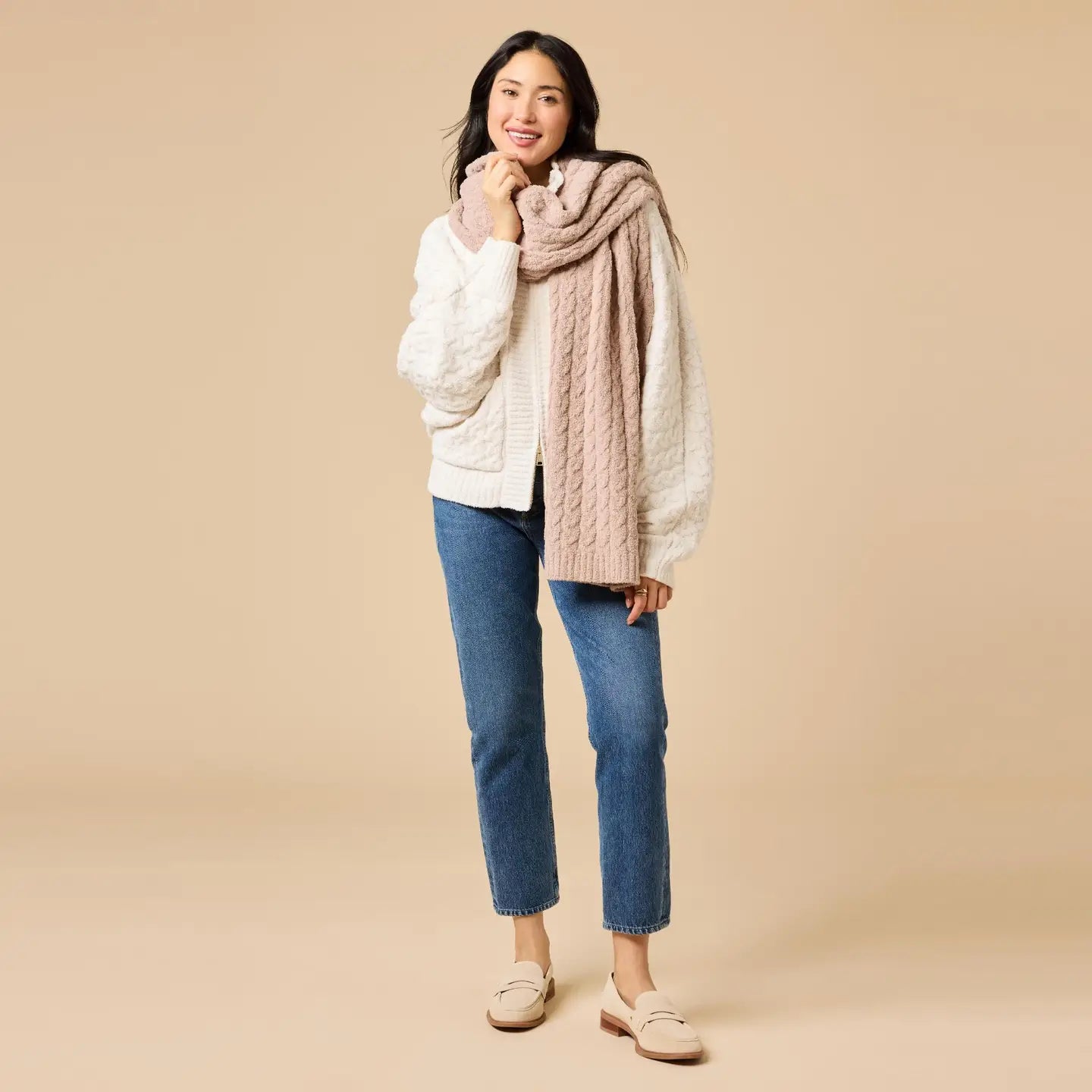 Marshmellow Cable Knit Scarf