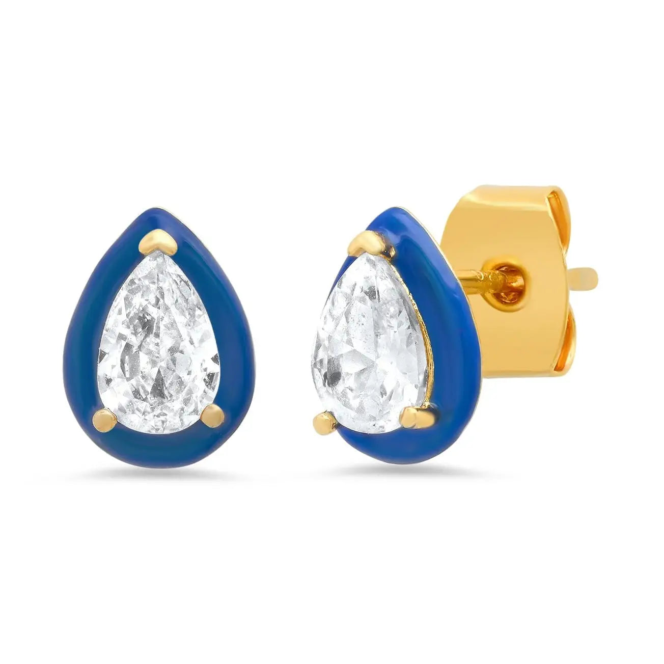 Enamel Bezel Pear Studs