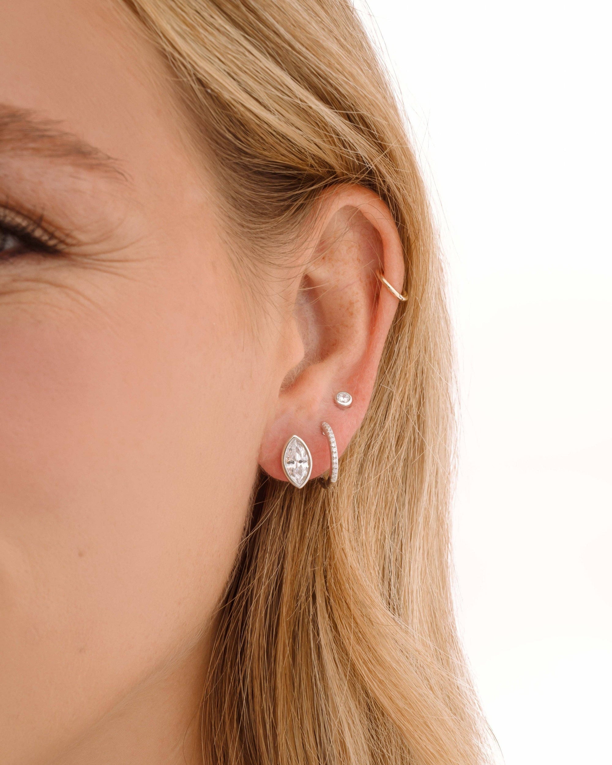Marquise Bezel Stud Earrings