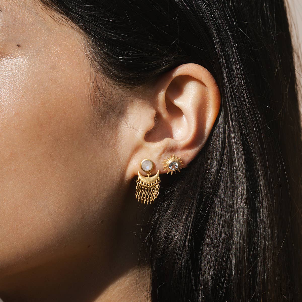 White Topaz Starburst Studs