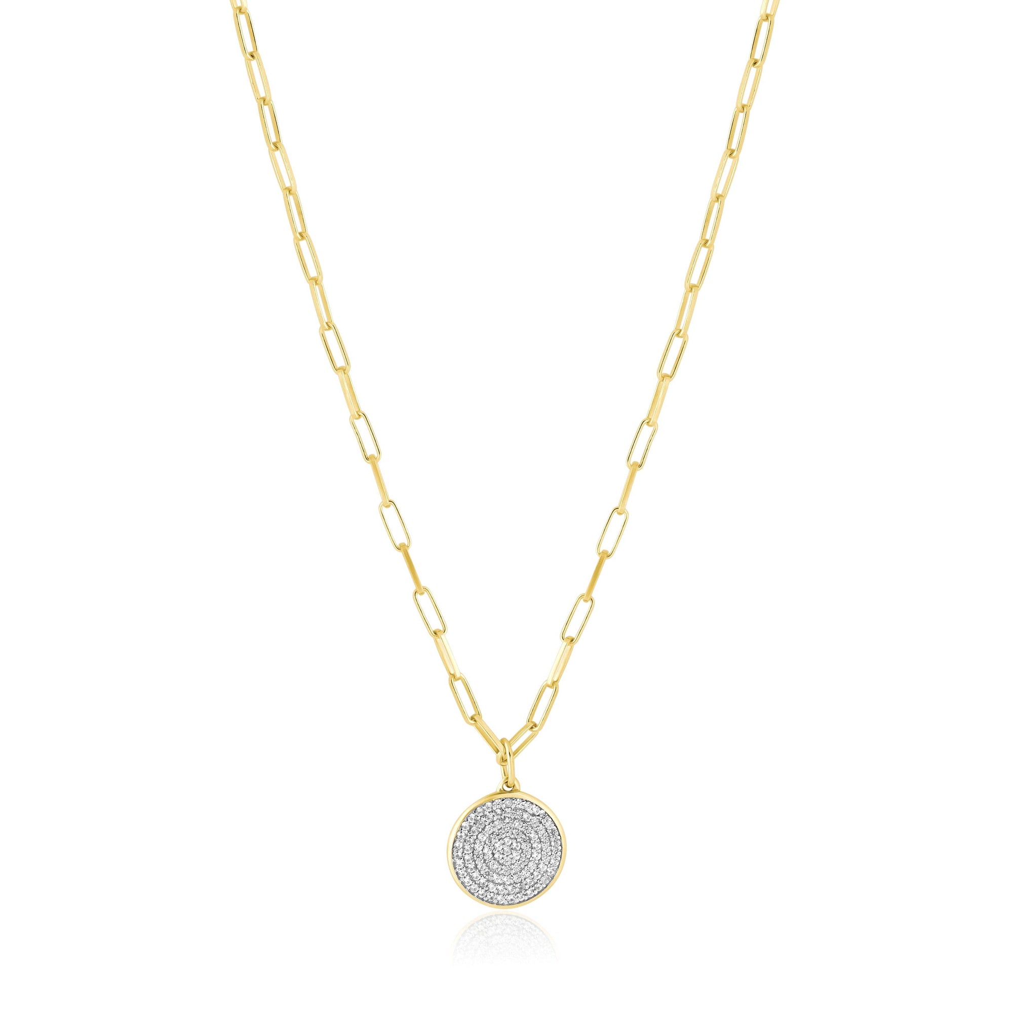 Pave Zircon Disc Necklace