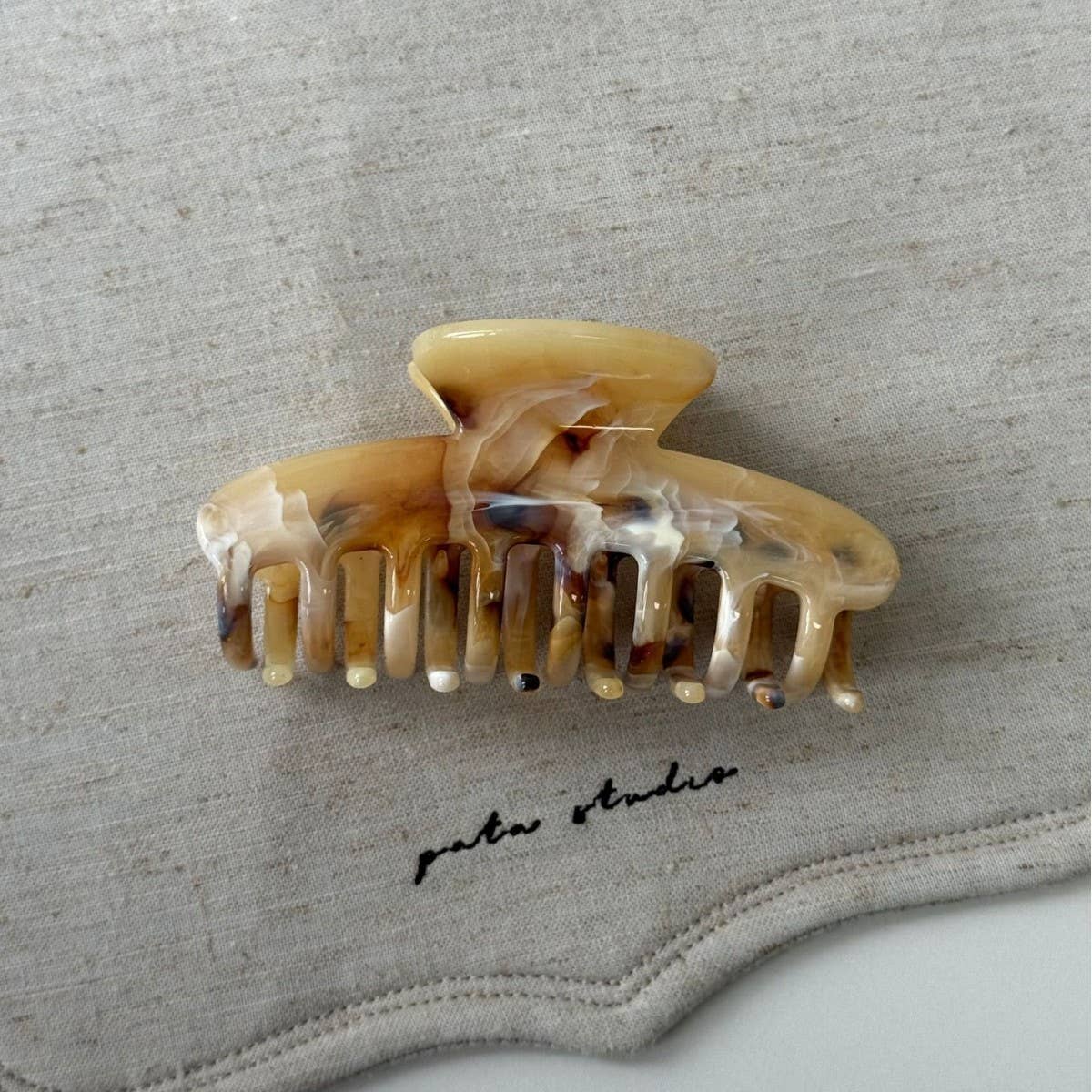 Brown Marble Flower Claw Clip