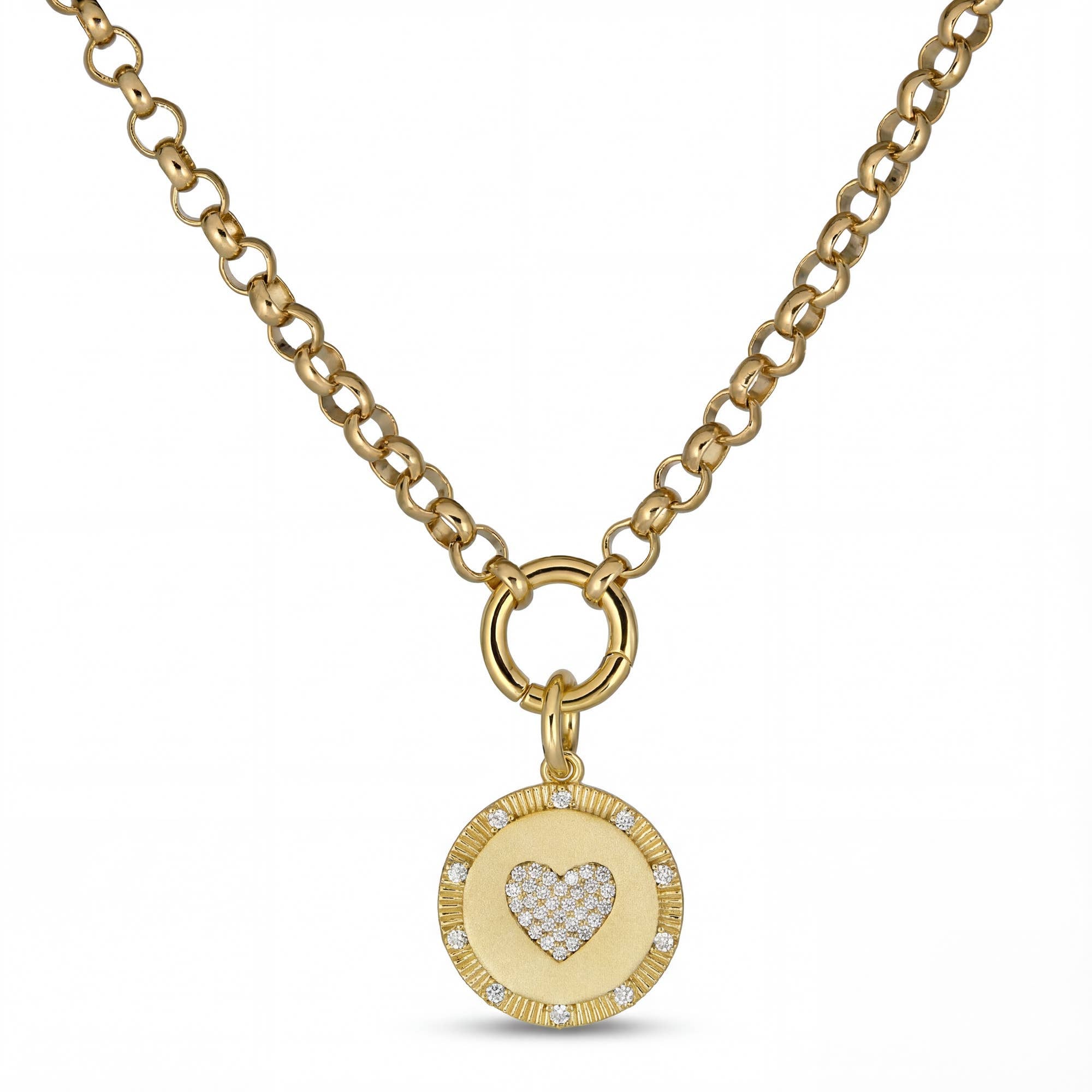 Gold Medallion Heart Pendant Necklace