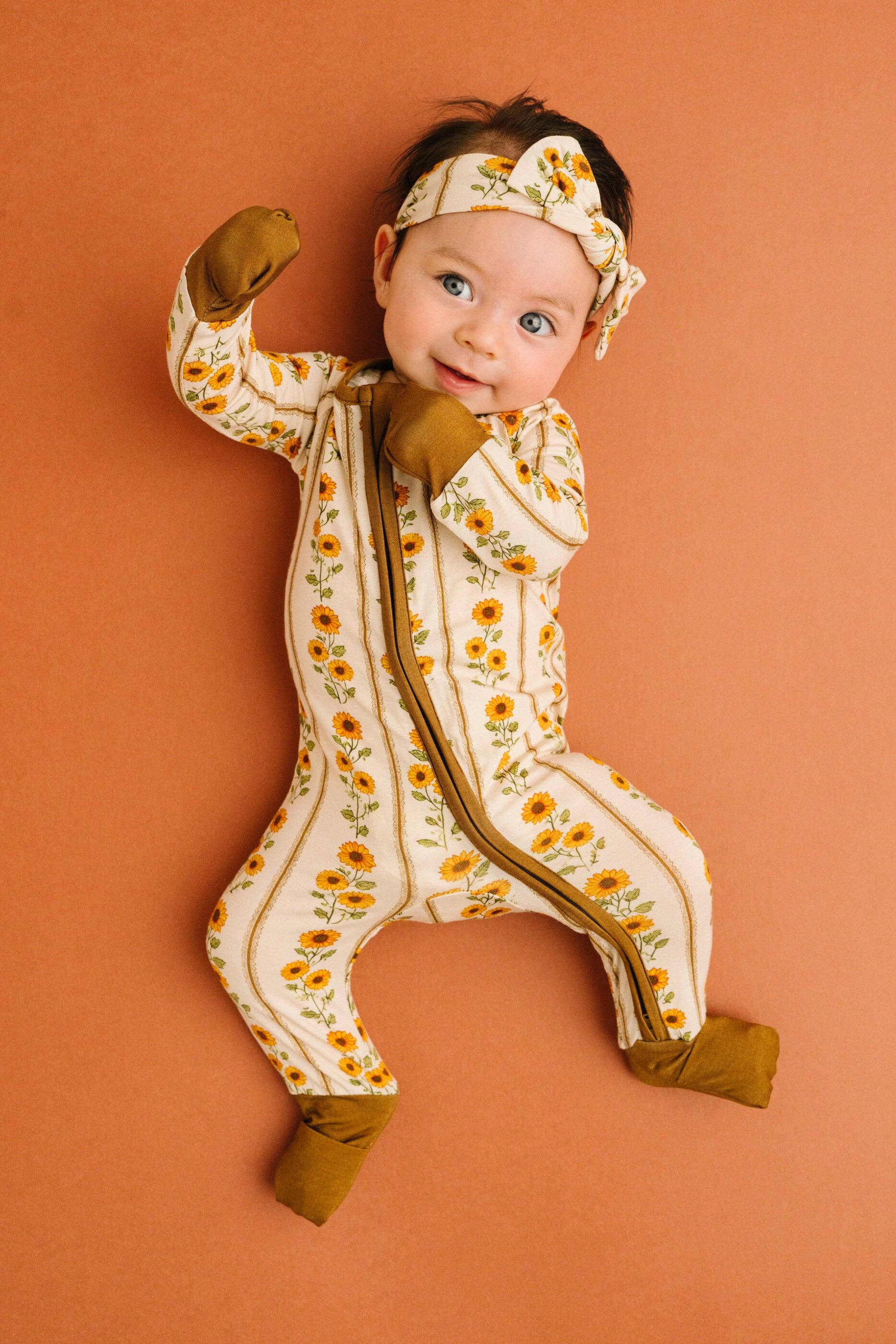 Baby Bamboo Sleeper: Sunflower Stripe