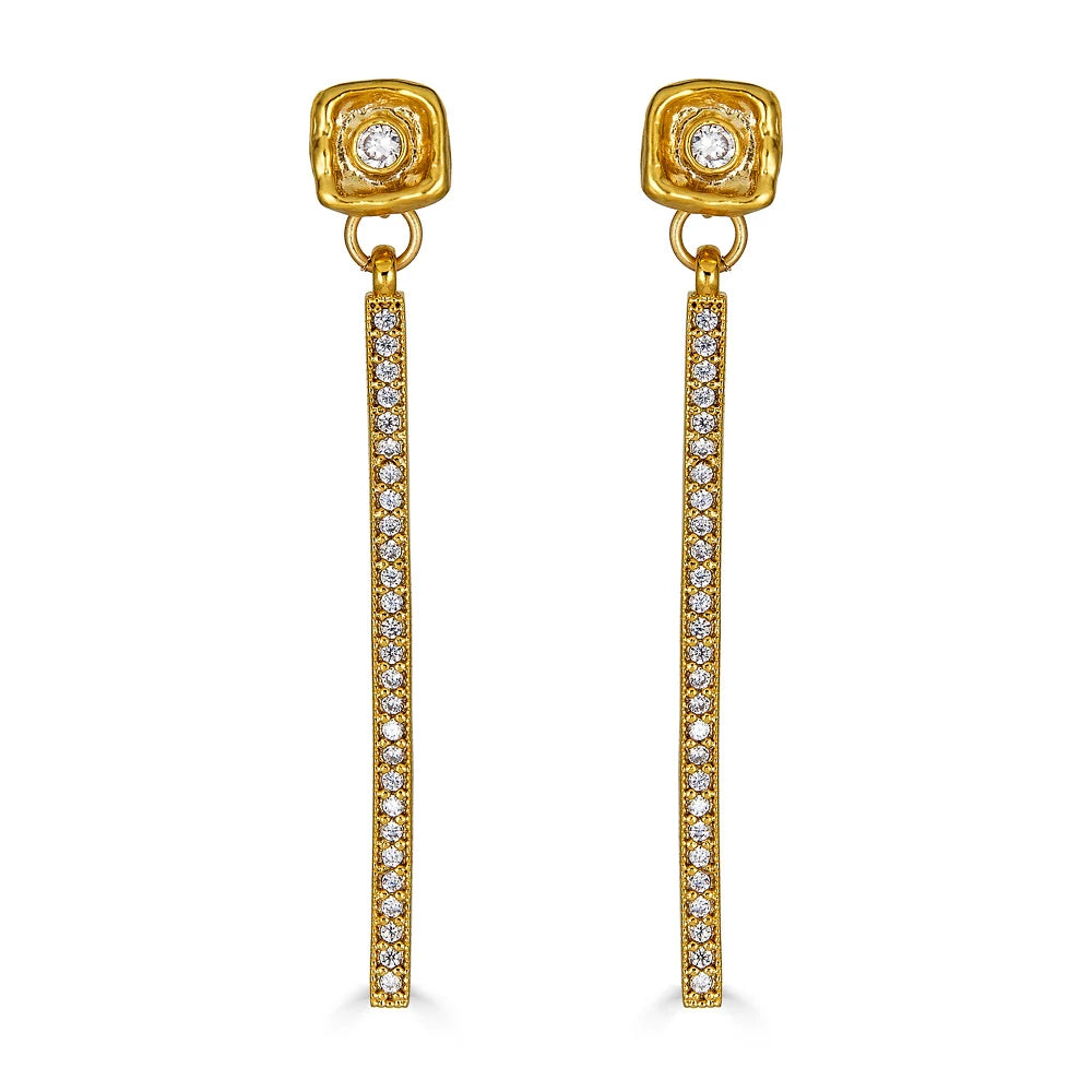 Gold Crystal Bar Earrings