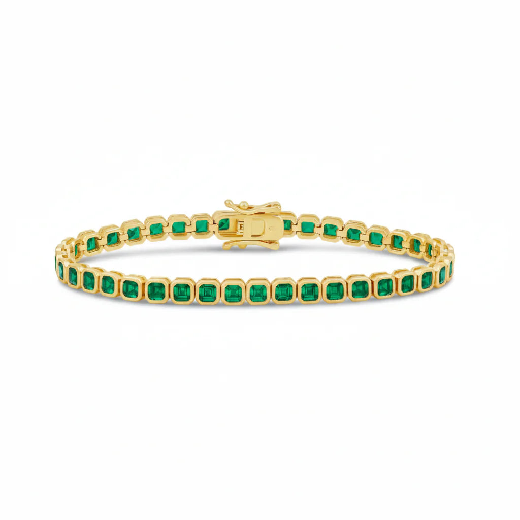 Color Stones Square Bezel Tennis Bracelet