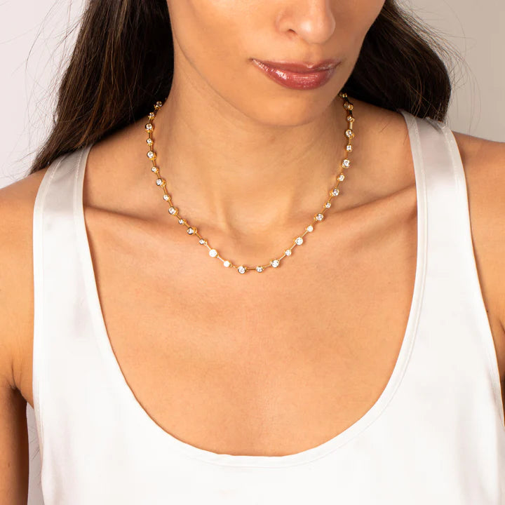 Multi Graduated Bezel Tennis Necklace