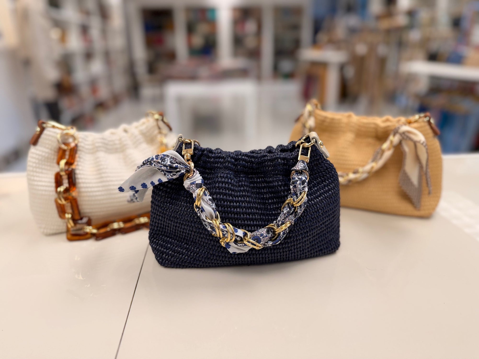 Straw Scrunch Crossbody Clutch