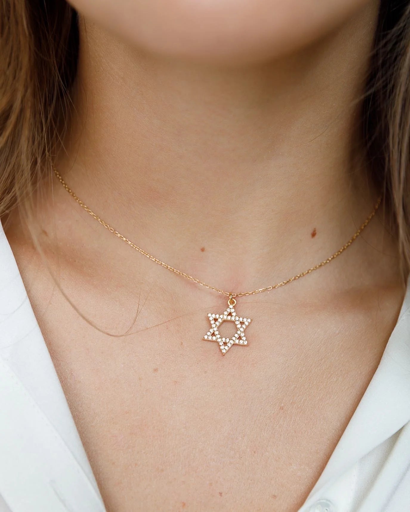 CZ Star of David Necklace