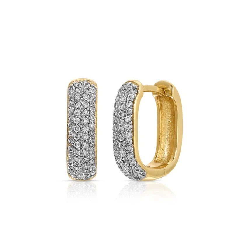 James Pave Chain Link Hoop Earrings