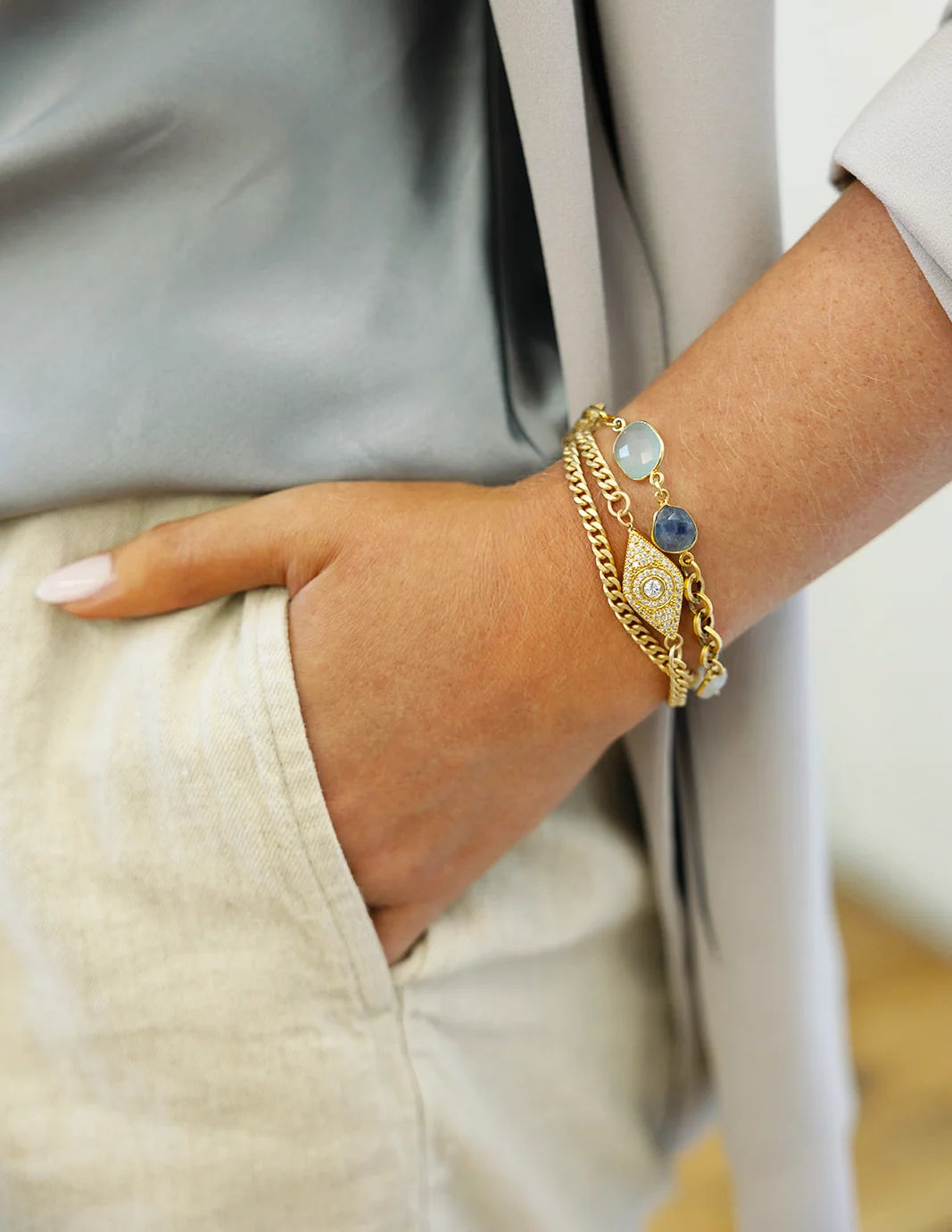 Double Wrap Pave Eye Bracelet