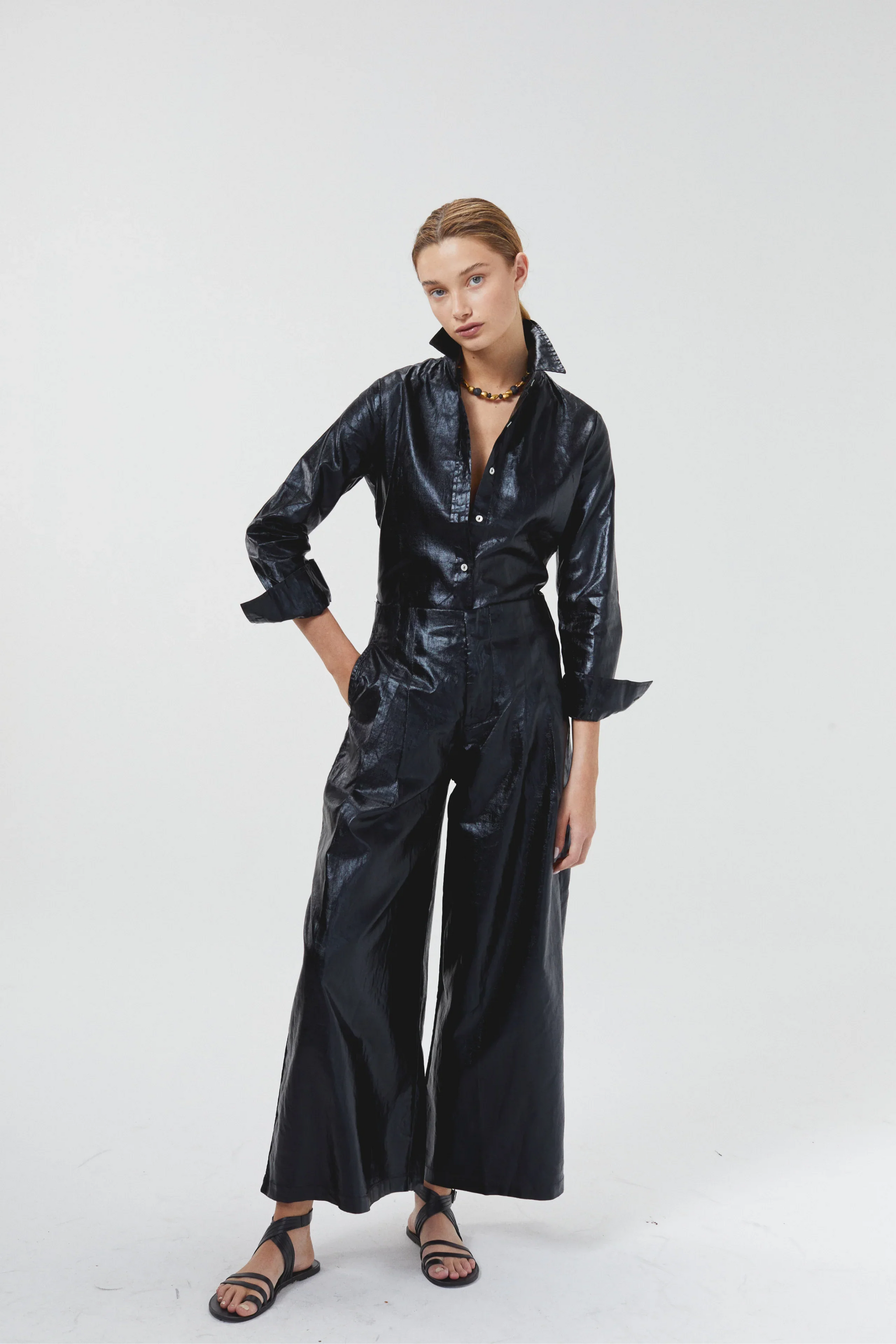 Metallic Culotte Pants