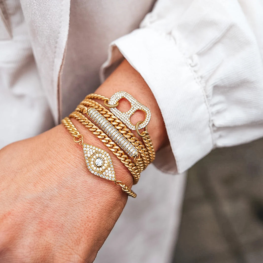 Double Wrap Pave Eye Bracelet