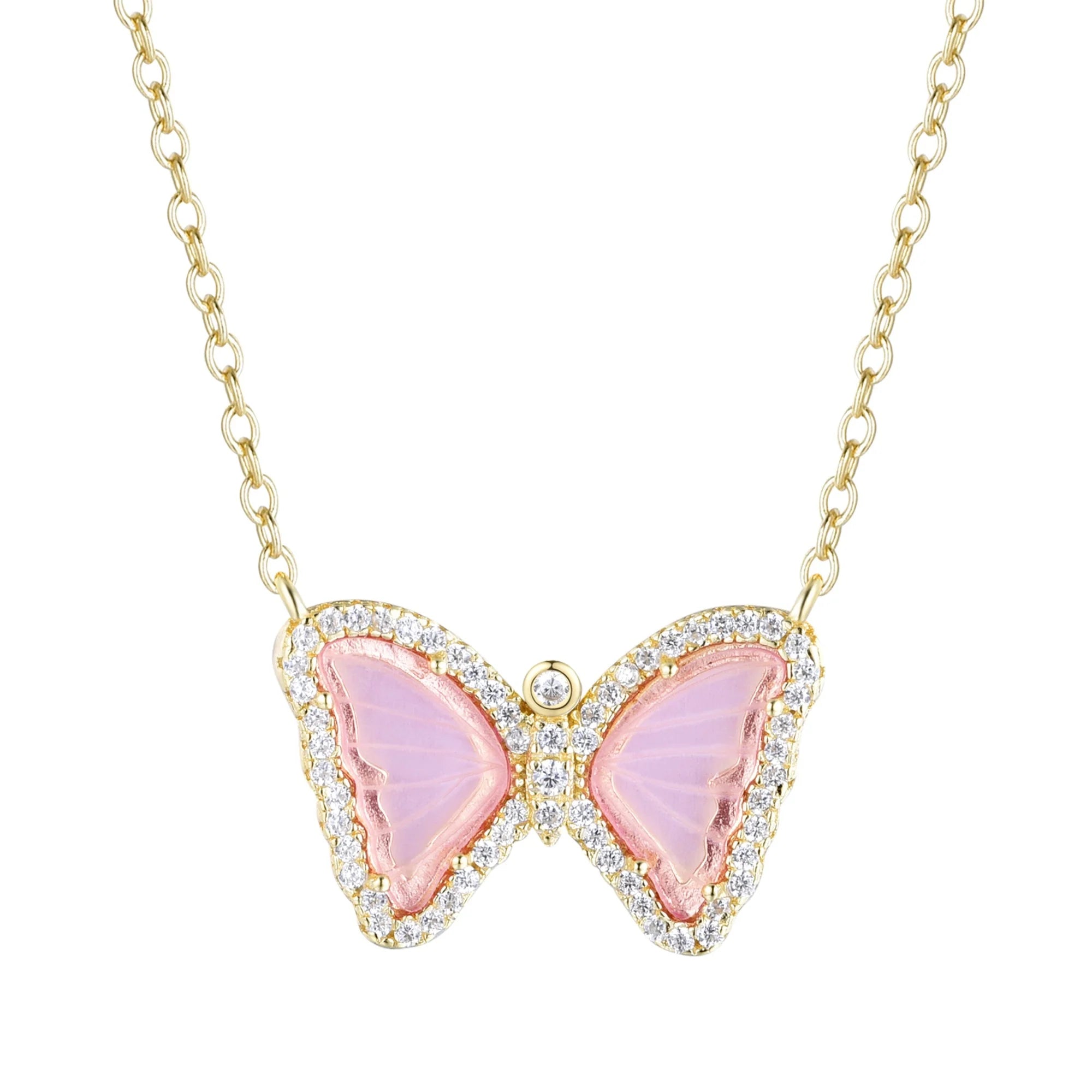 Mini Butterfly Necklace in Pink