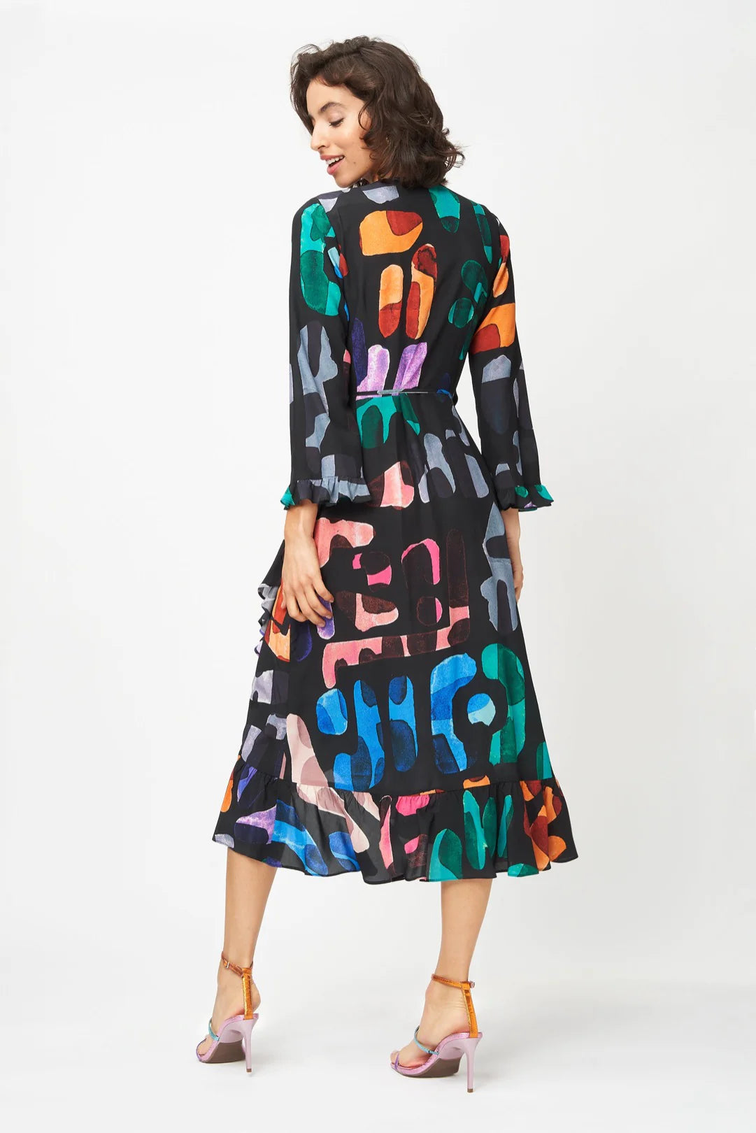 Abstract Wrap Dress