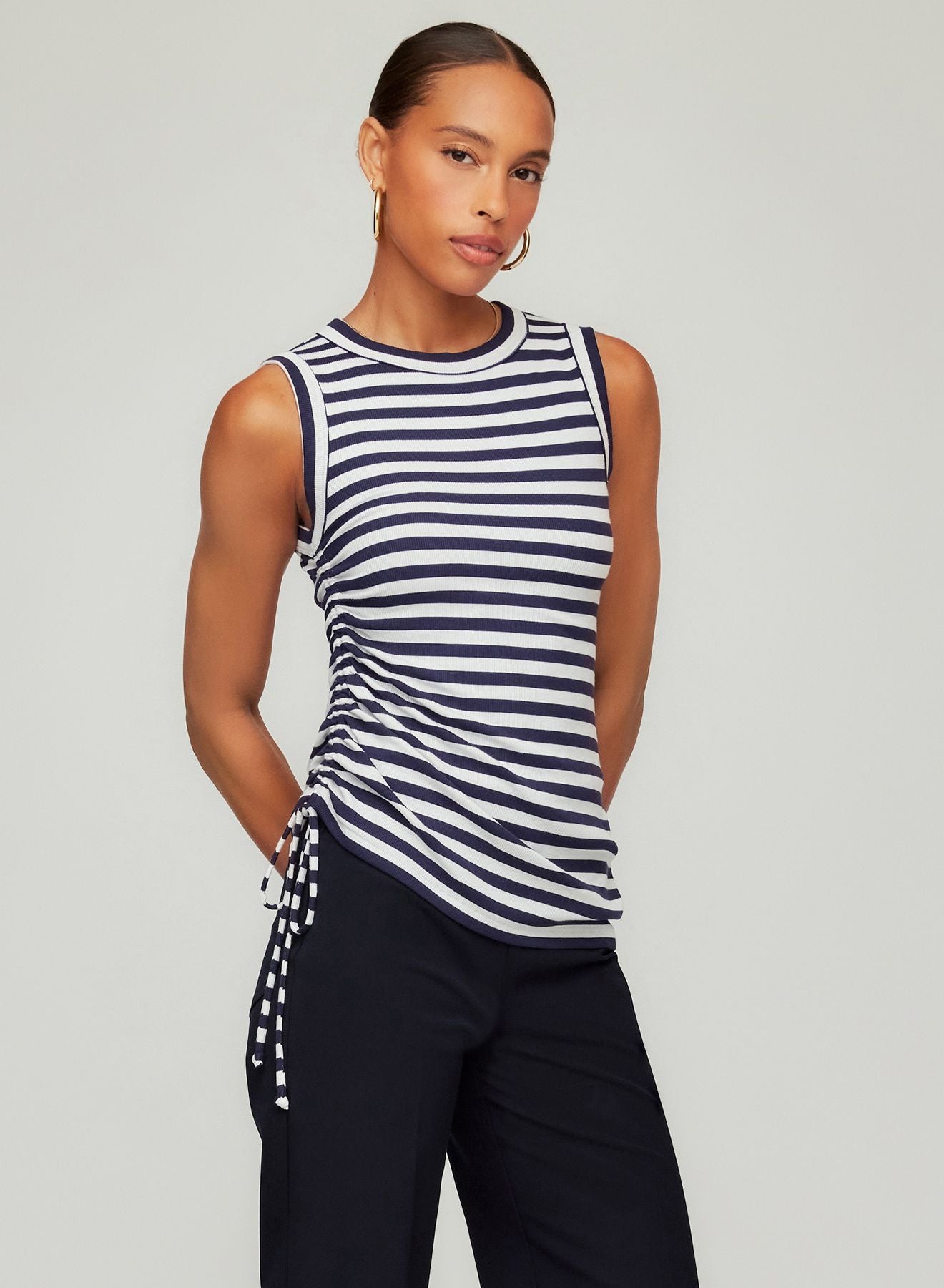 Tia Side-Shirred Tank