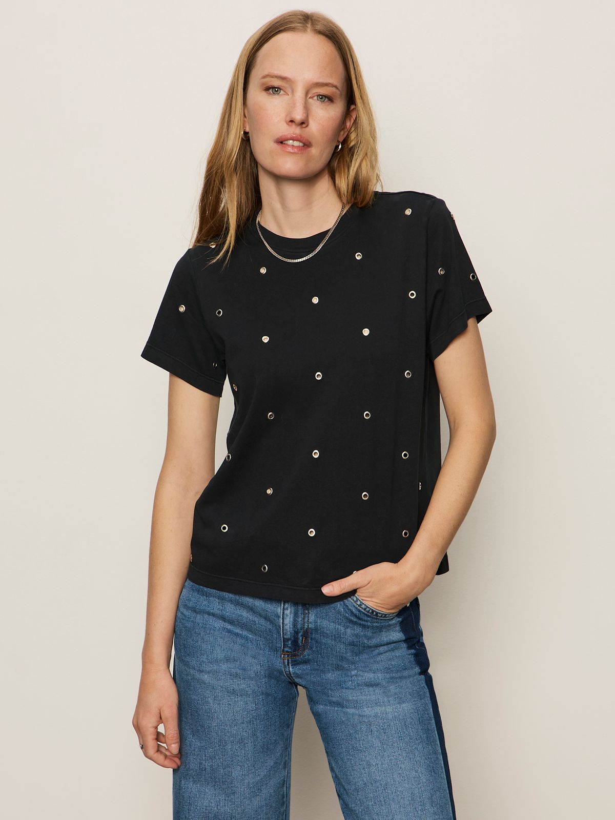 Grommet Embellished Tee