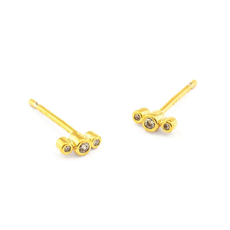 Tiny Gold & Clear Studs