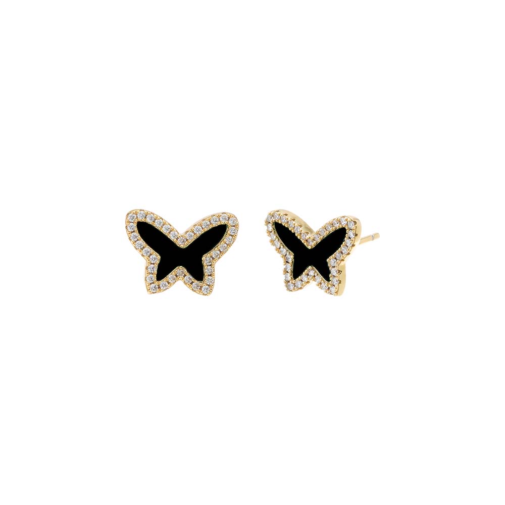 Black Enamel Butterfly Earrings