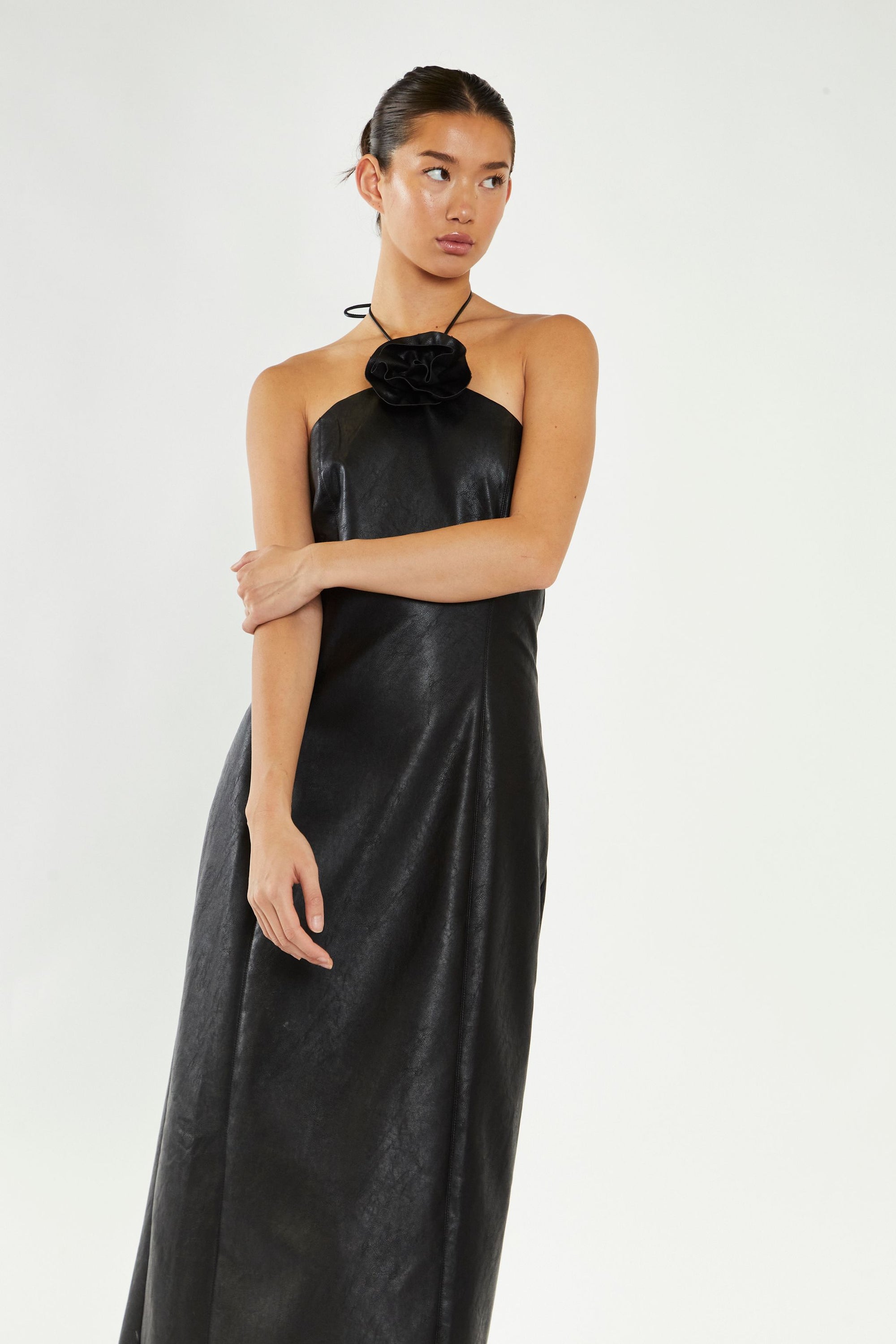 Faux Leather Flower Dress Faux Leather Flower Dress