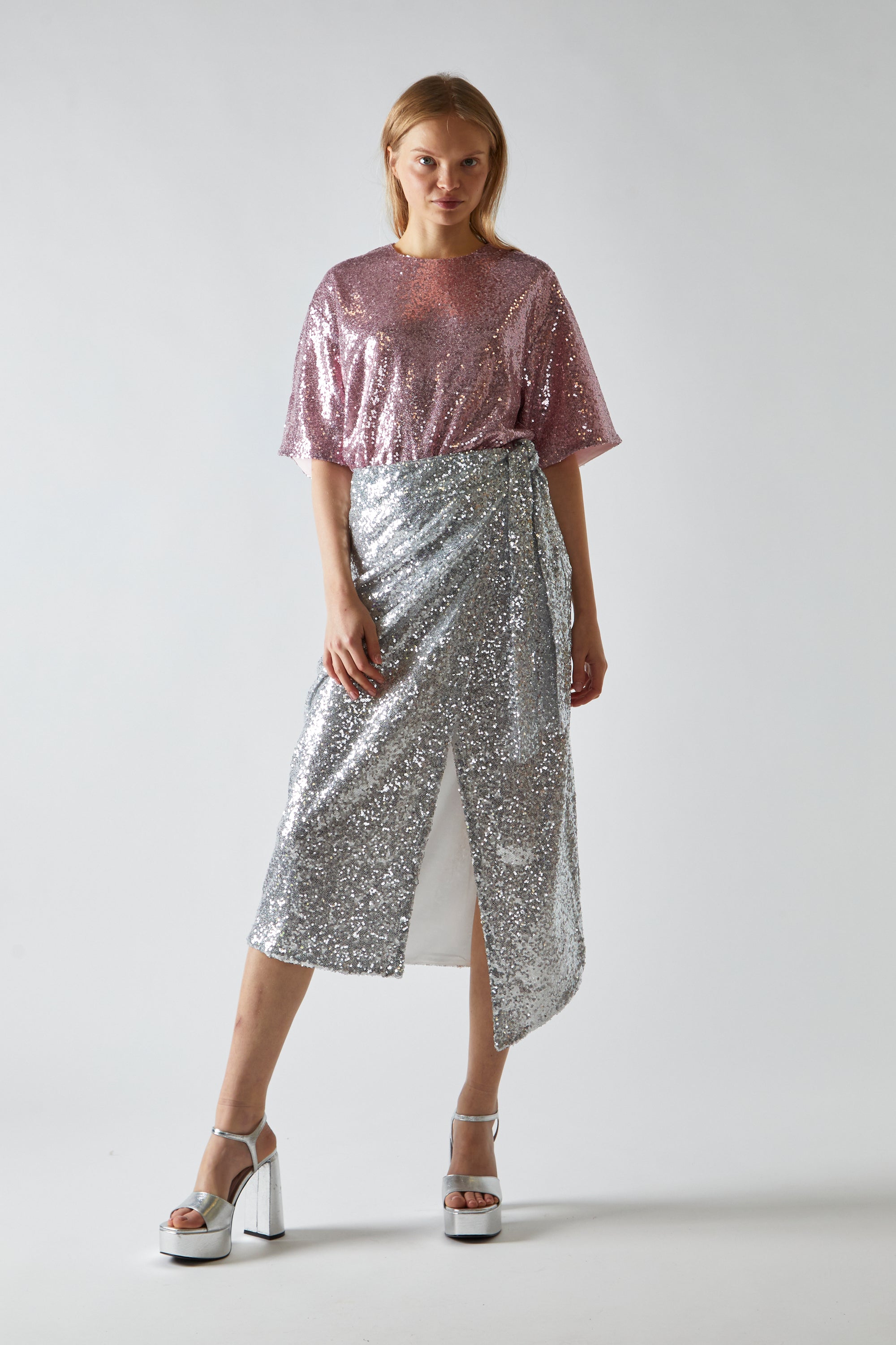 Silver Sequin Skirt