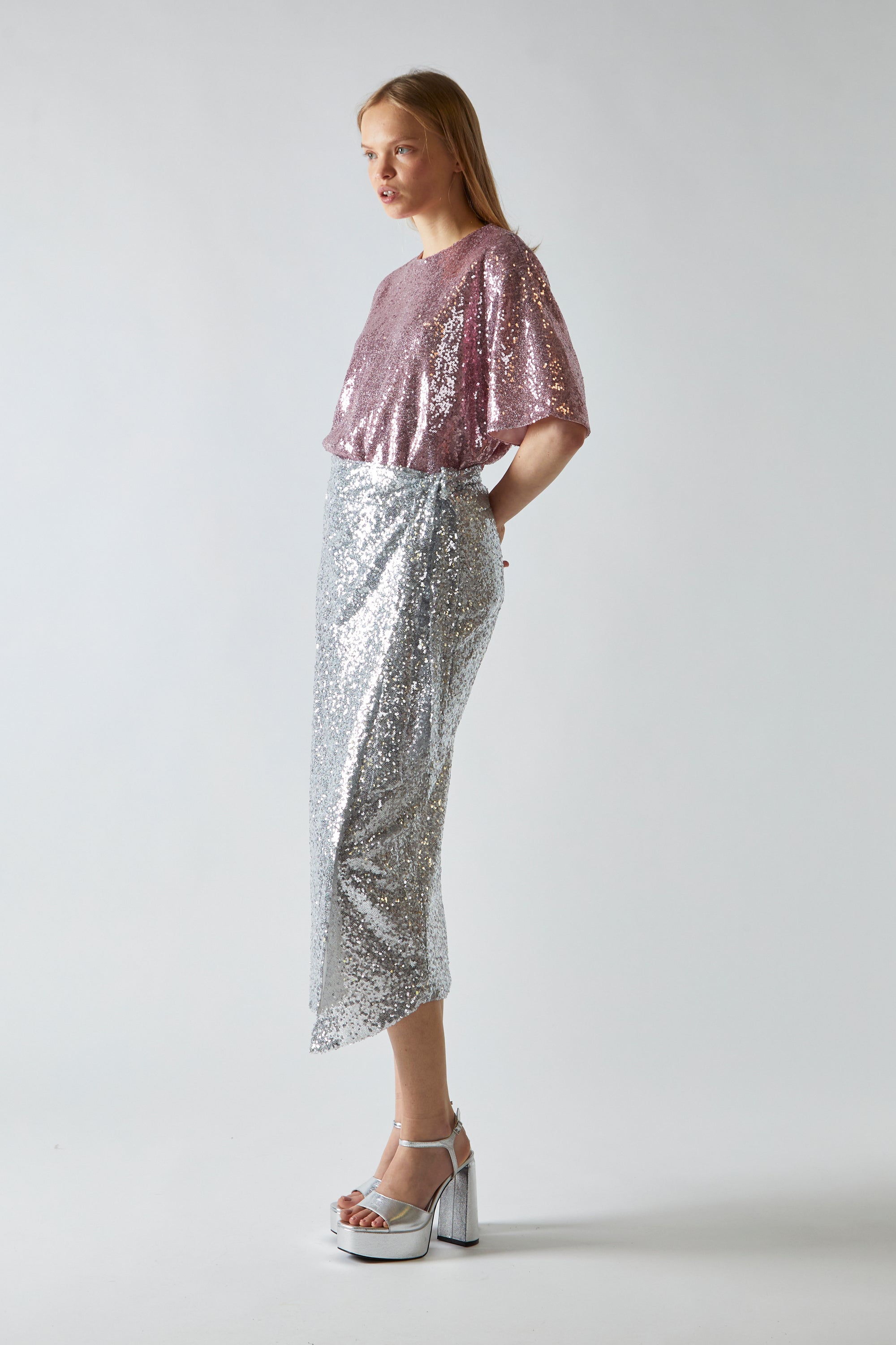 Silver Sequin Skirt