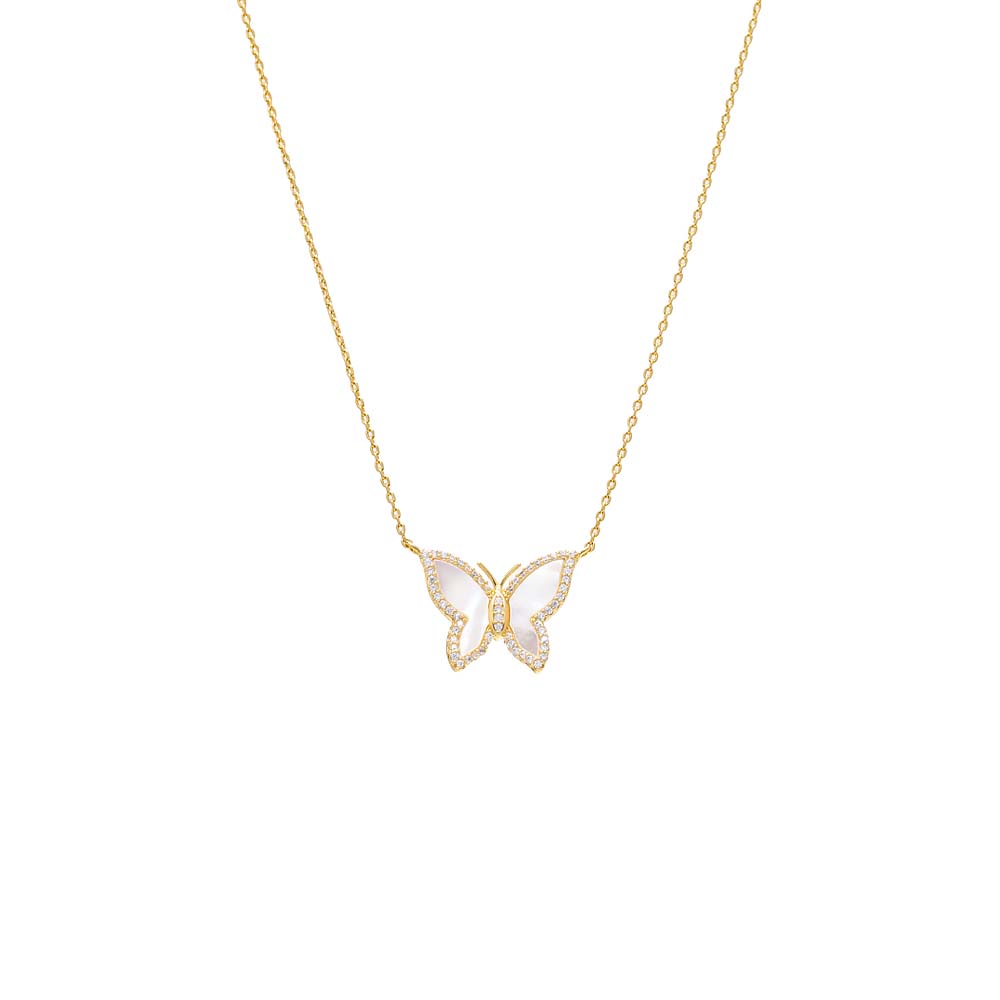 Gold & Gemstone Butterfly Necklace