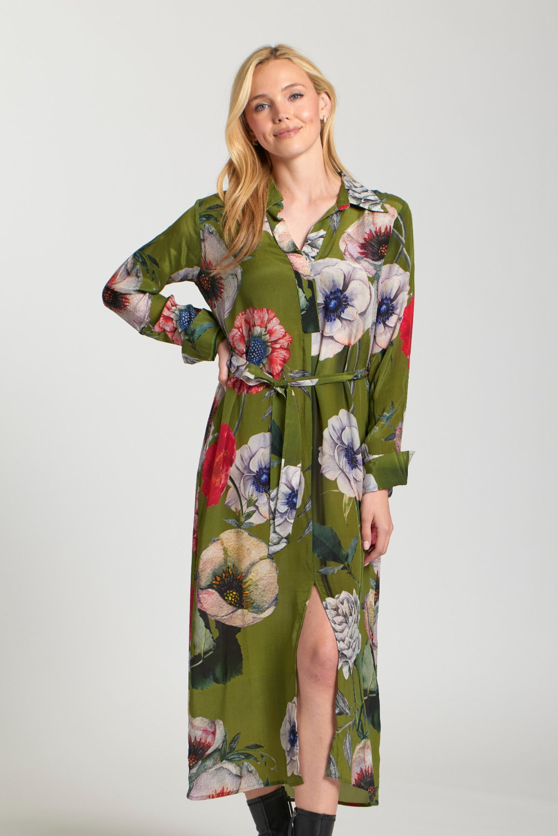 Green Floral Midi Dress