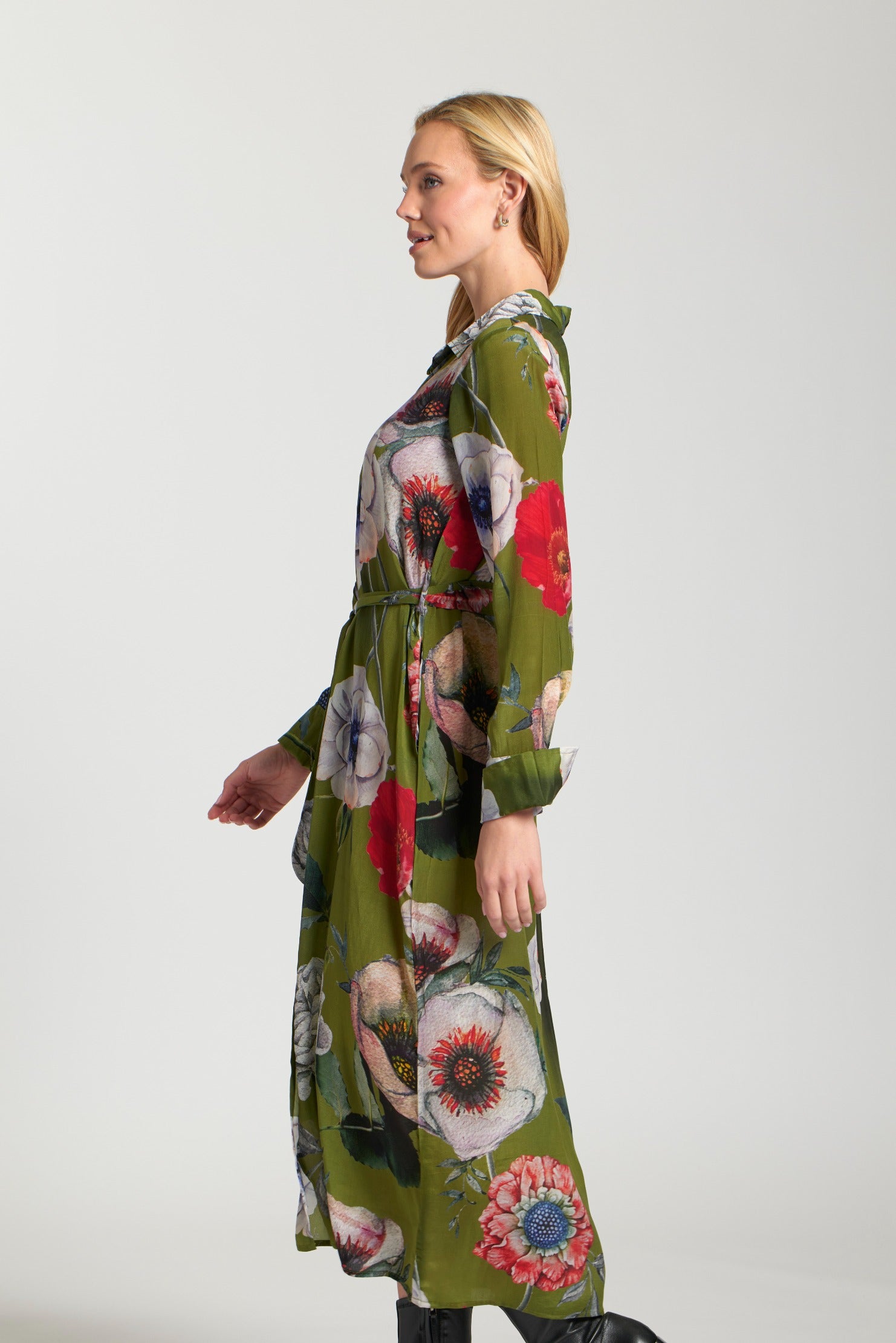 Green Floral Midi Dress