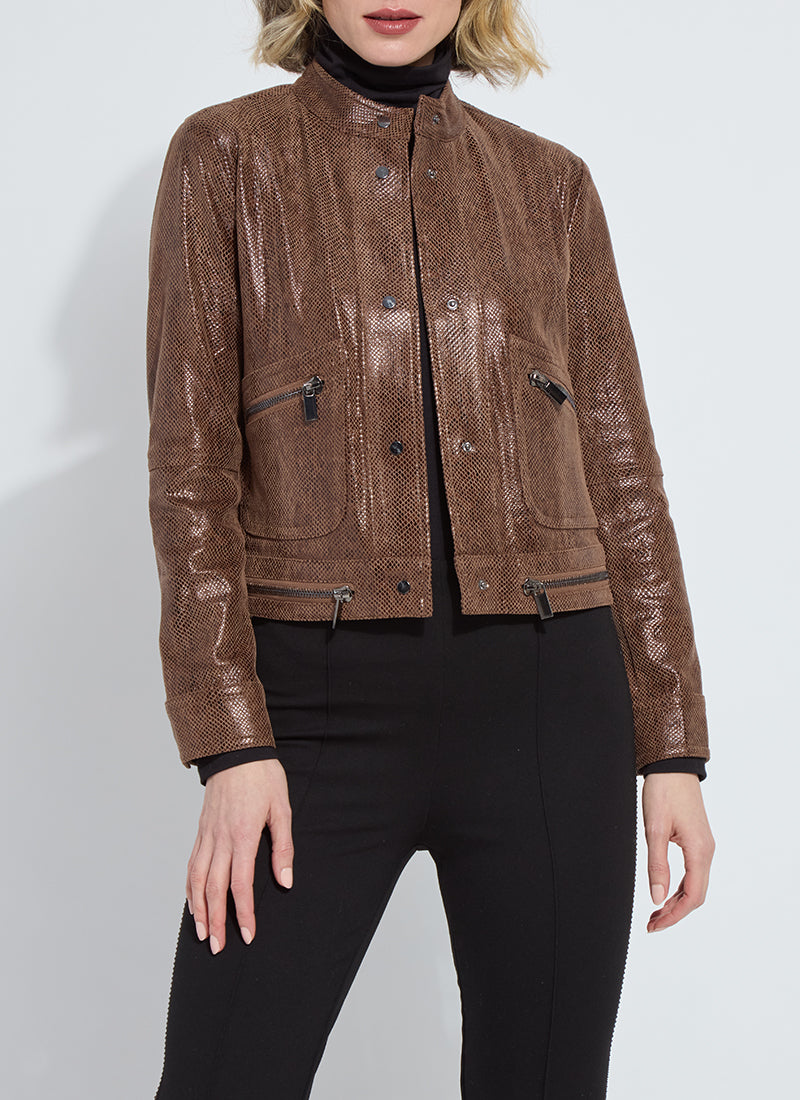 Vegan Suede Foil Moto Jacket