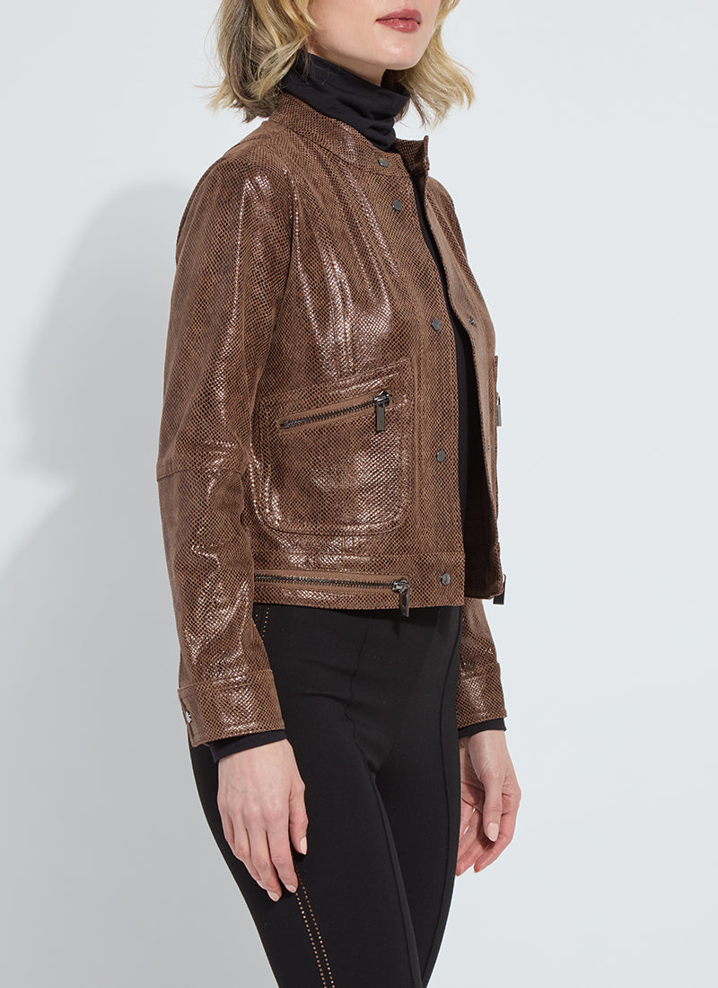 Vegan Suede Foil Moto Jacket