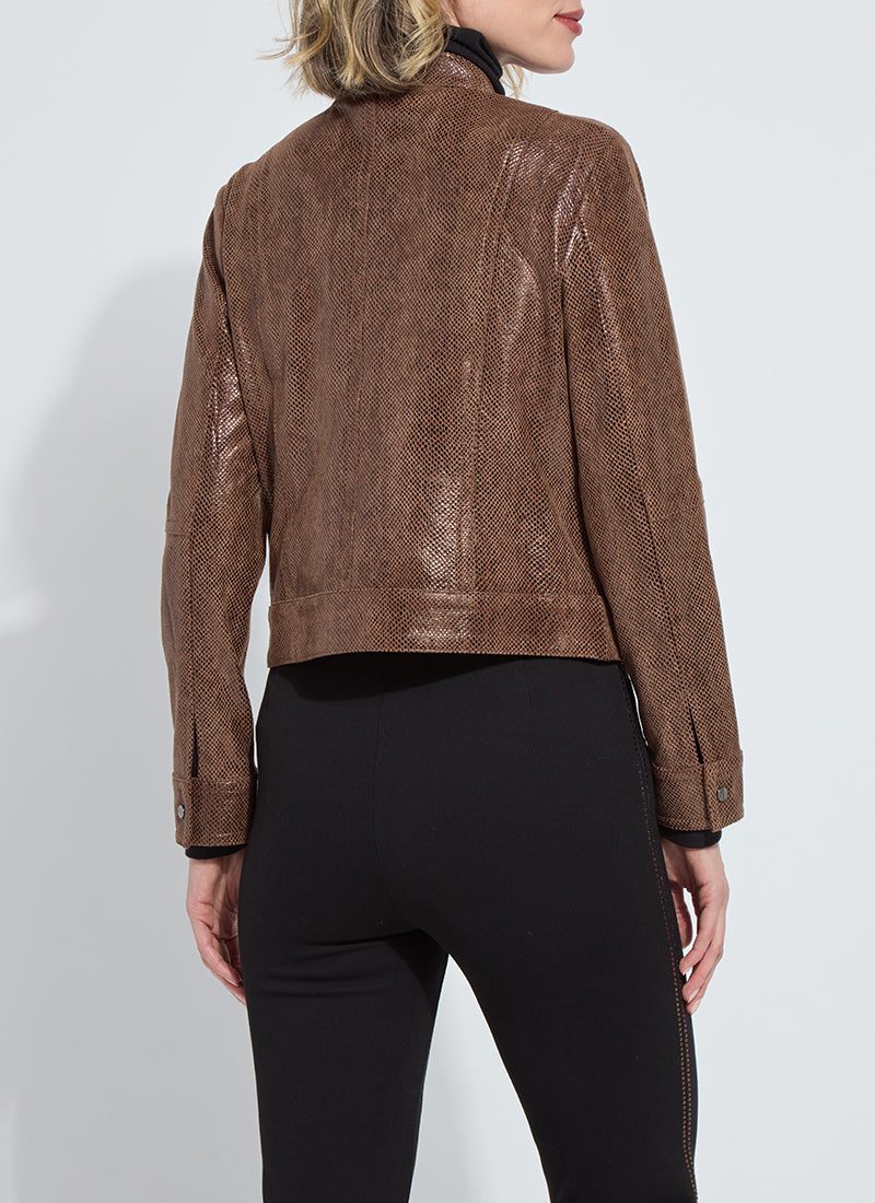 Vegan Suede Foil Moto Jacket
