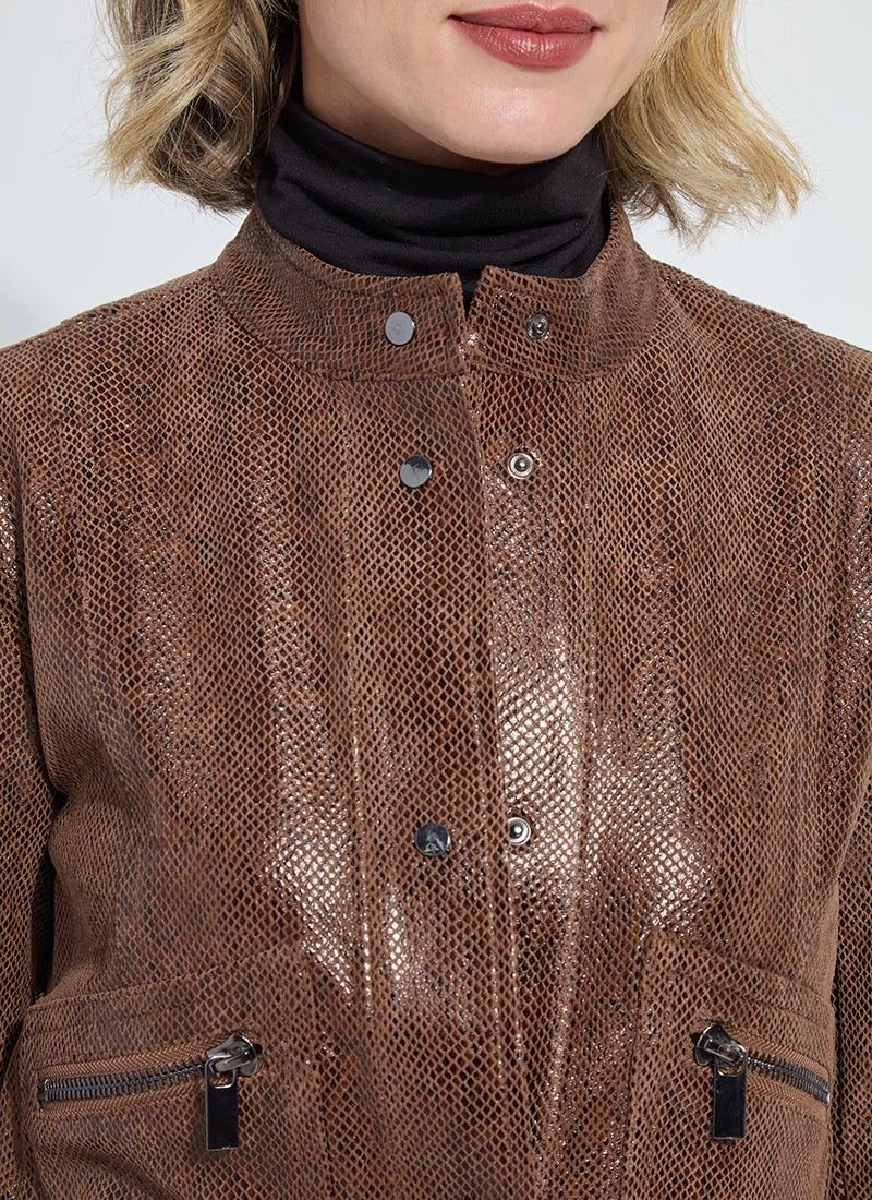 Vegan Suede Foil Moto Jacket